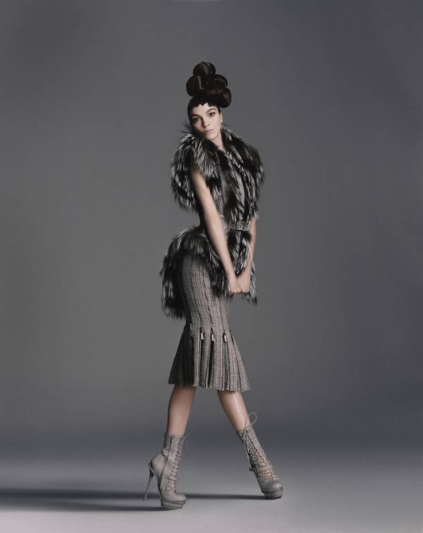 Alexander McQueen Runway Grey Fur Suit Jacket AND Skirt $33,000 40/48 Sublime!!