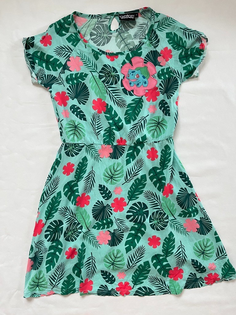 Pokemon Bulbasaur Tropical Dress Kawaii Anime Fit Flare Viscose M