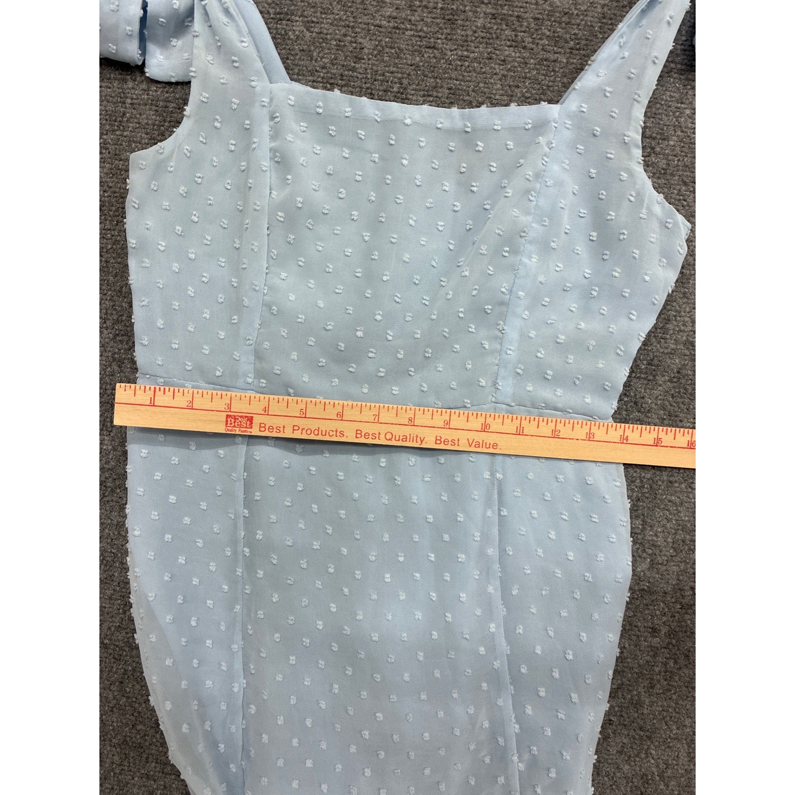 Lulus Light Blue Swiss Dot Tie-Strap Mermaid Midi Dress Small
