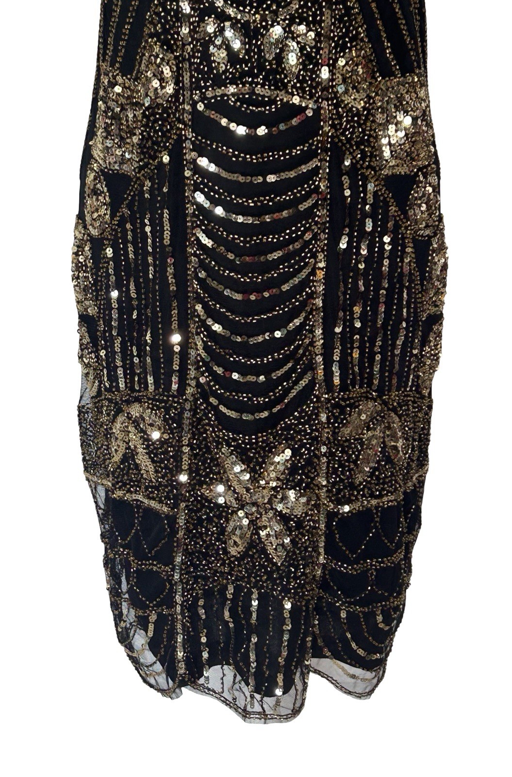 PrettyGuide Black Gold Sequin Beaded Cocktail Dress Wedding Guest 3XL 24 26