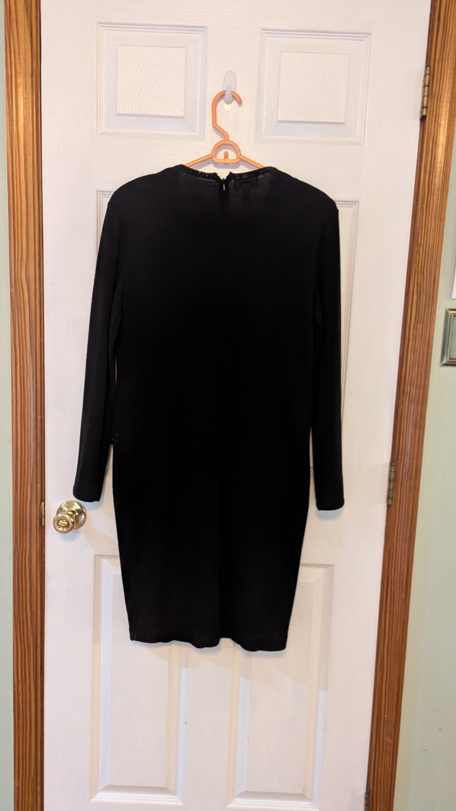 New Talbots Sweater Dress Black Acrylic Wool Attached Cardigan Back Zip S NWT