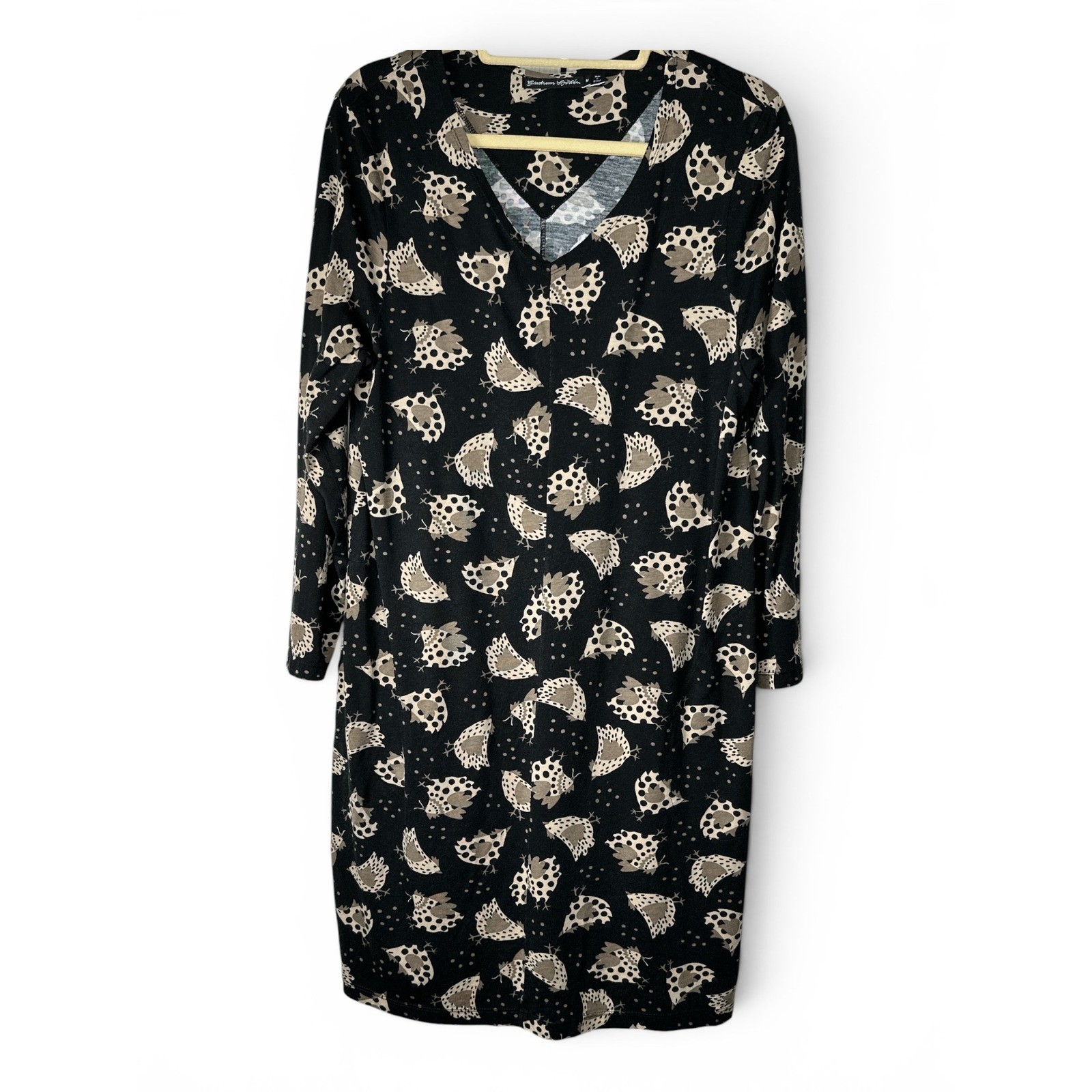 Gudrun Sjoden Chicken Polka Dot Print Organic Cotton Modal Dress Size Medium