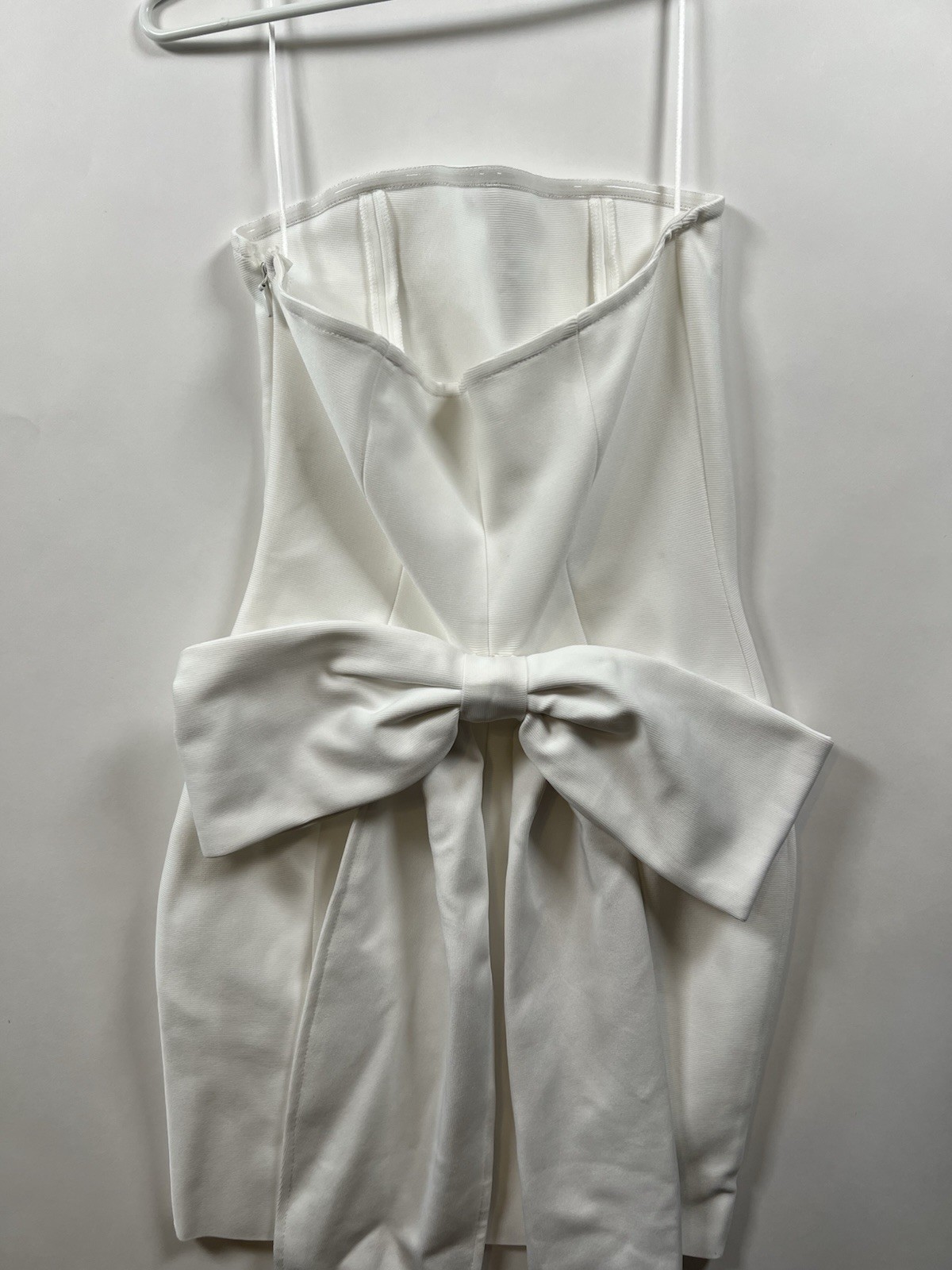 Big Bow Cocktail Party Dress With Puff Sleeve, White Bridal Shower Dress
