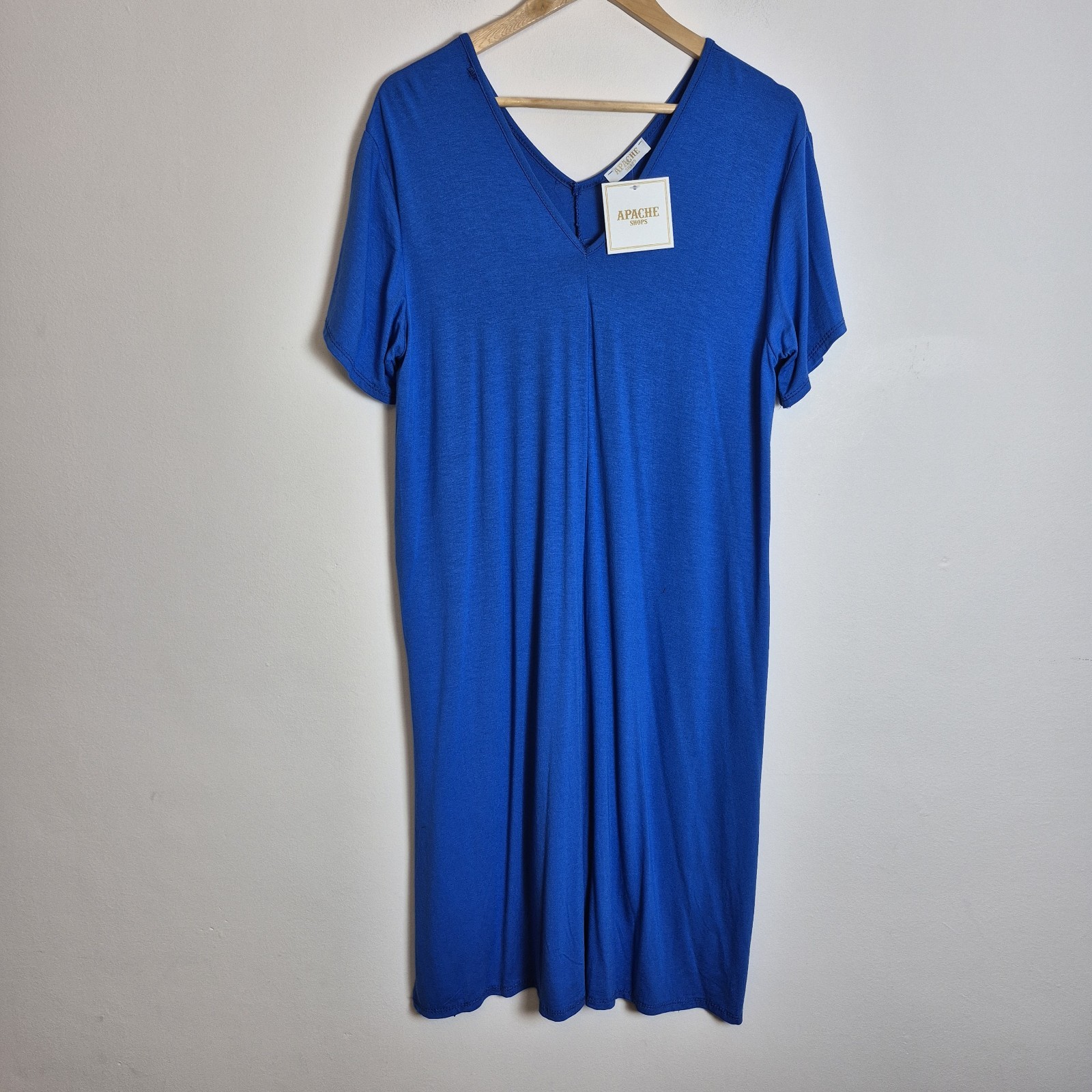 Apache Shops L/XL Cobal Blue Jersey Plain Tshirt Dress Relaxed Fit Beach Holiday