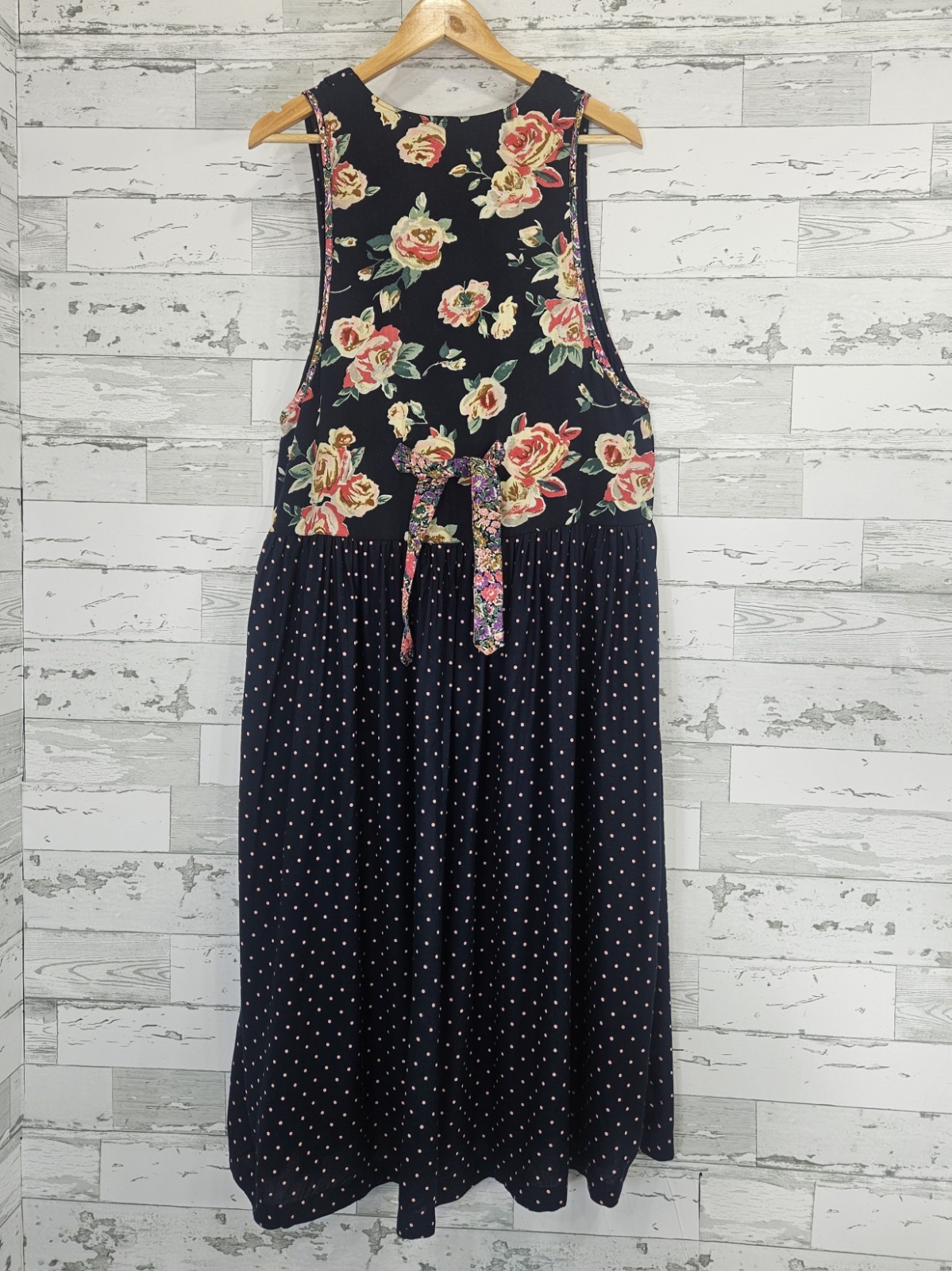 Styleworks Womens 12 Cottage Navy Blue Polka Dot Jumper Maxi Dress