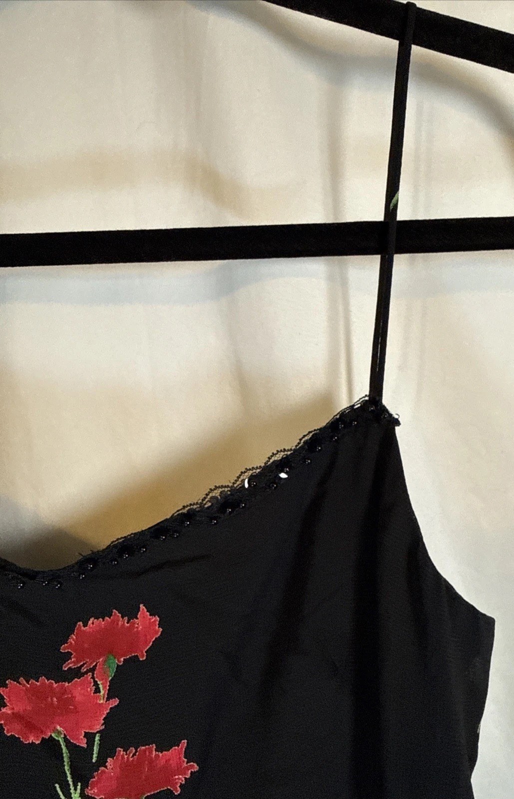 A.B.S. By Allen Schwartz Vintage Y2K Black Floral Spaghetti Strap Slip Dress Sz6