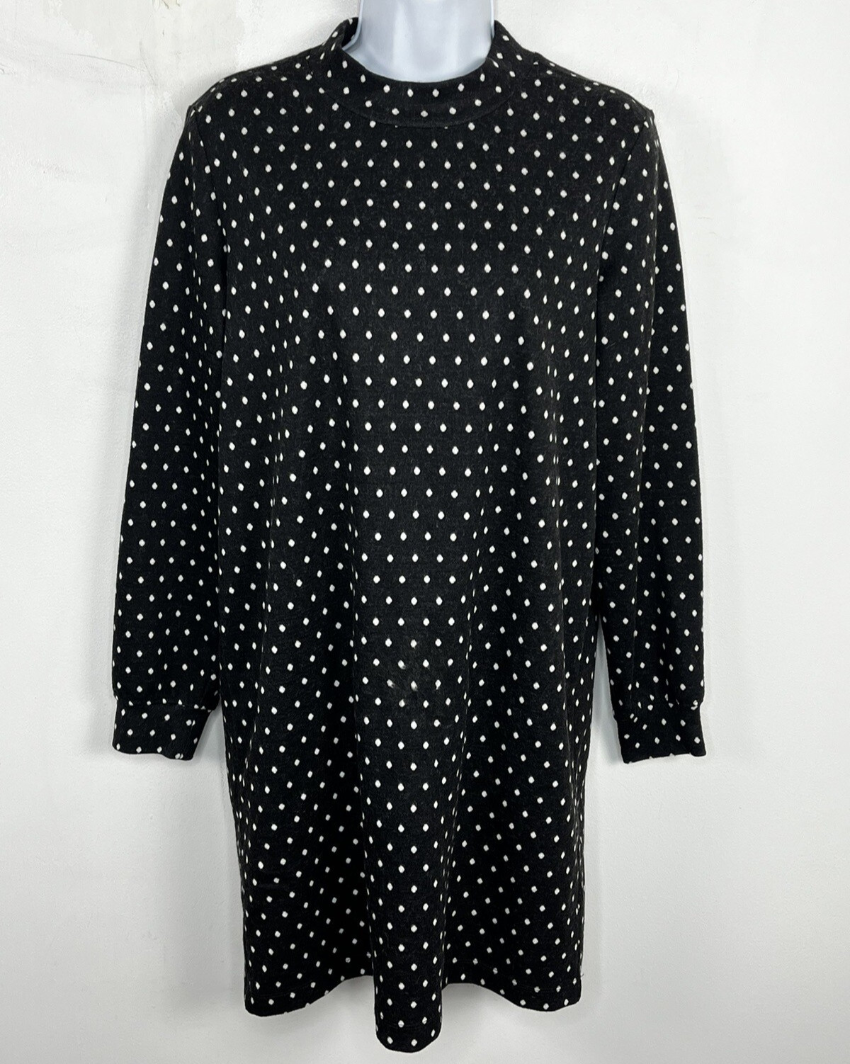 Lou & Grey Dress sz S Black White Polka Dot Modern City Chic Quiet Luxury