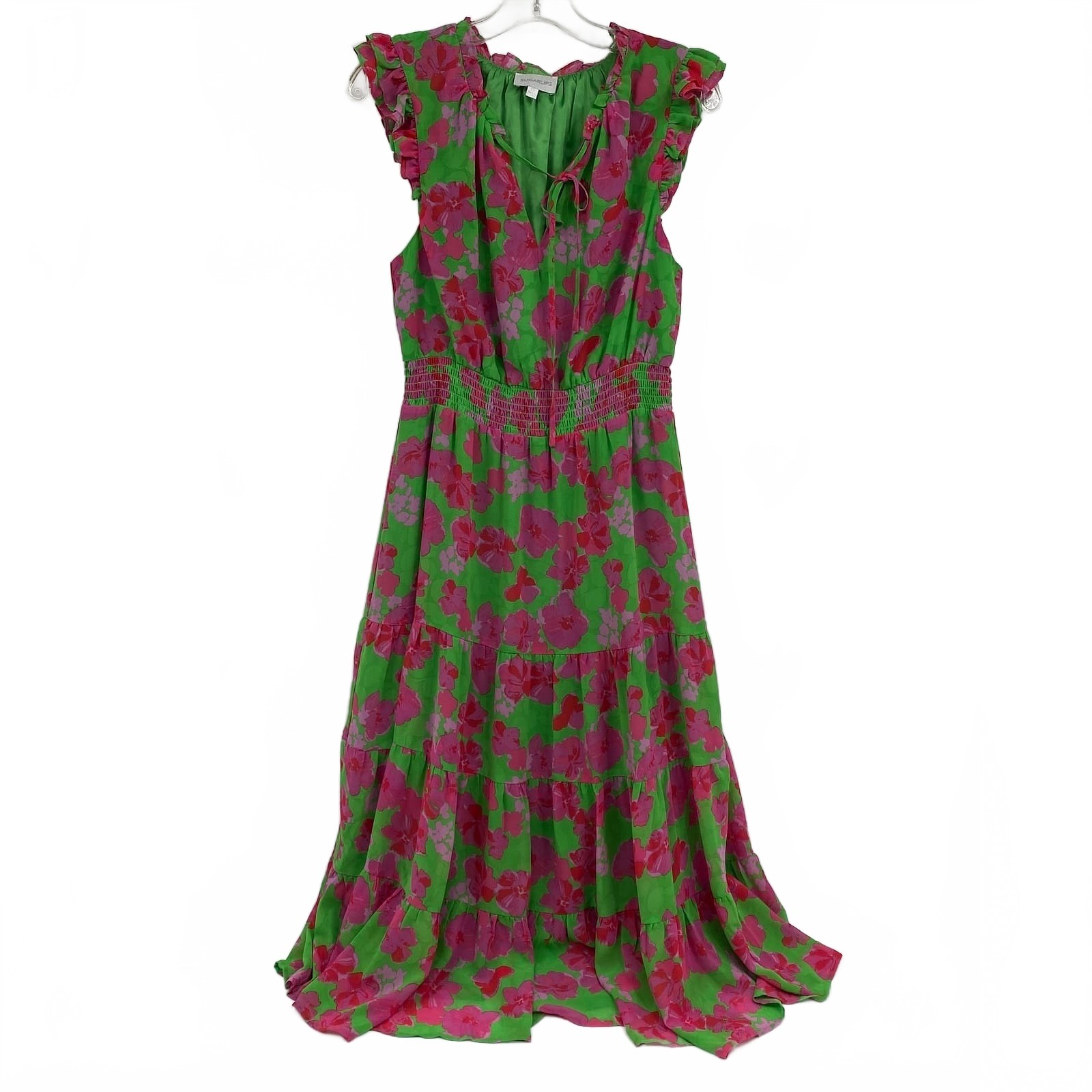 Sugarlips Green Floral Maxi Dress | Womens M Synthetic Maxi