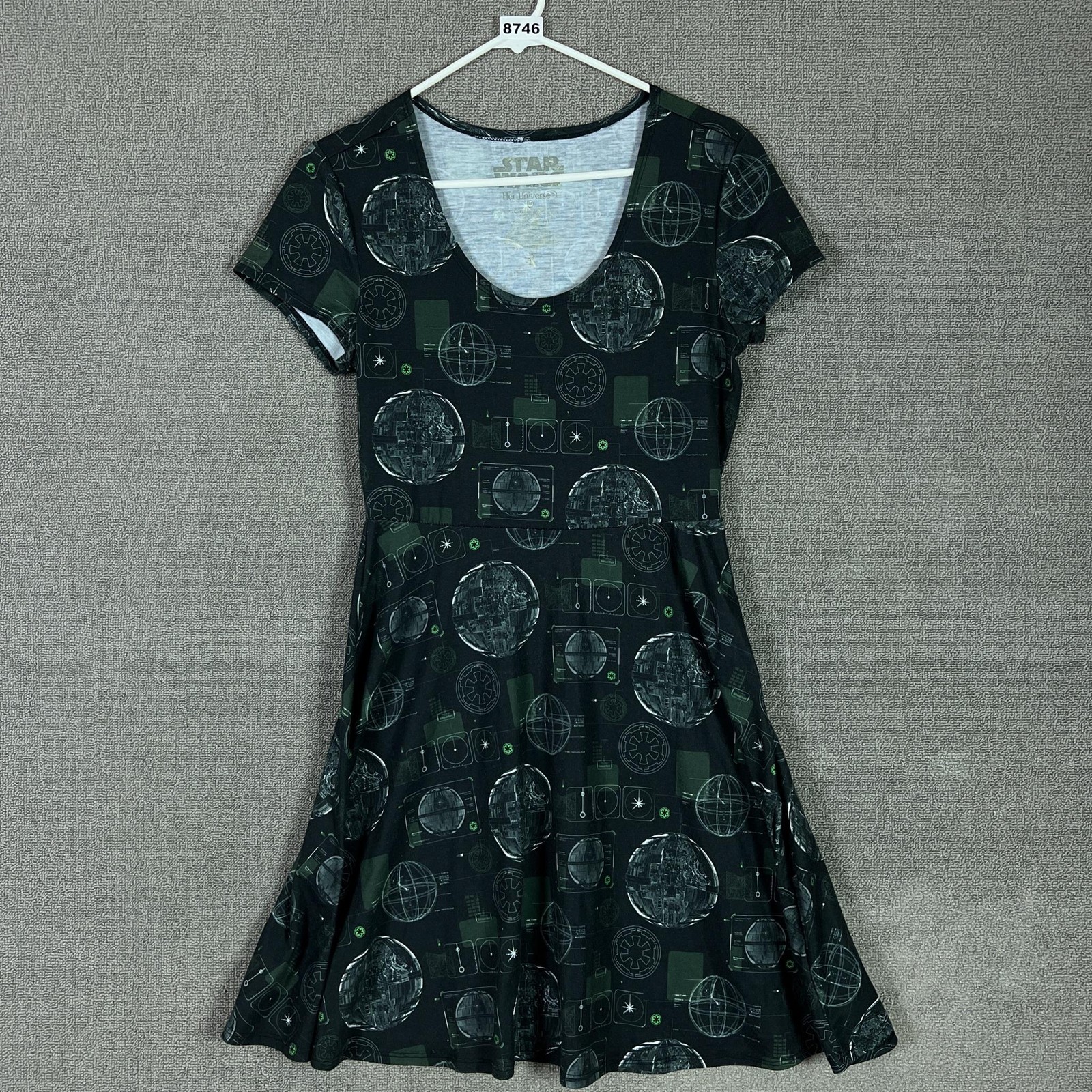 Her Universe Dress Womens Medium Black Star Wars Death Star Fit & Flare Knit