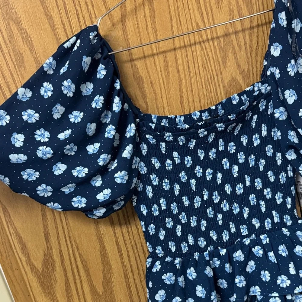 NWT Crystal Doll Blue and White Floral Midi Dress