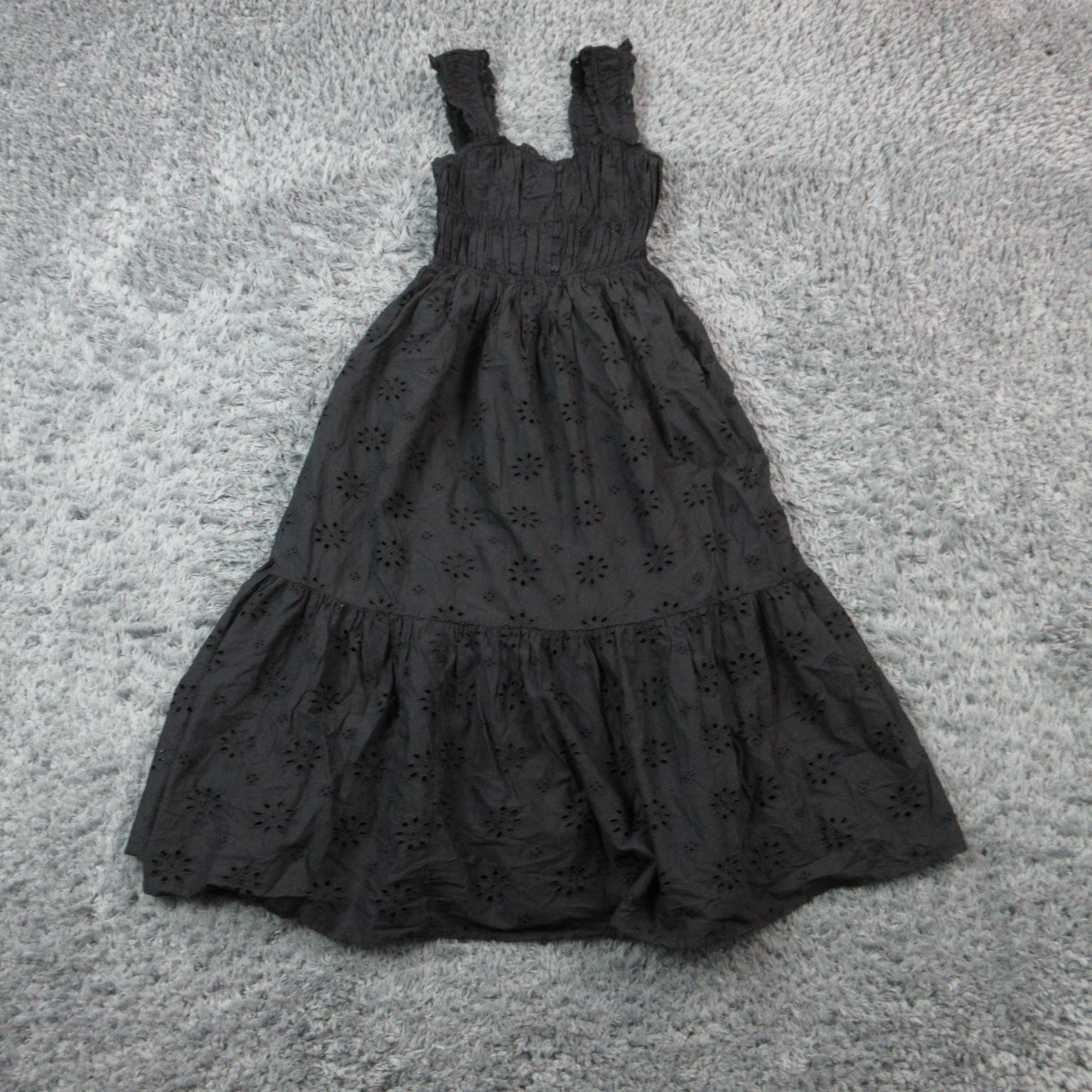 Levi’s Dress Womens S Black Sundress Maxi Scoop Neck Strappy Smocked Ruffle NWT