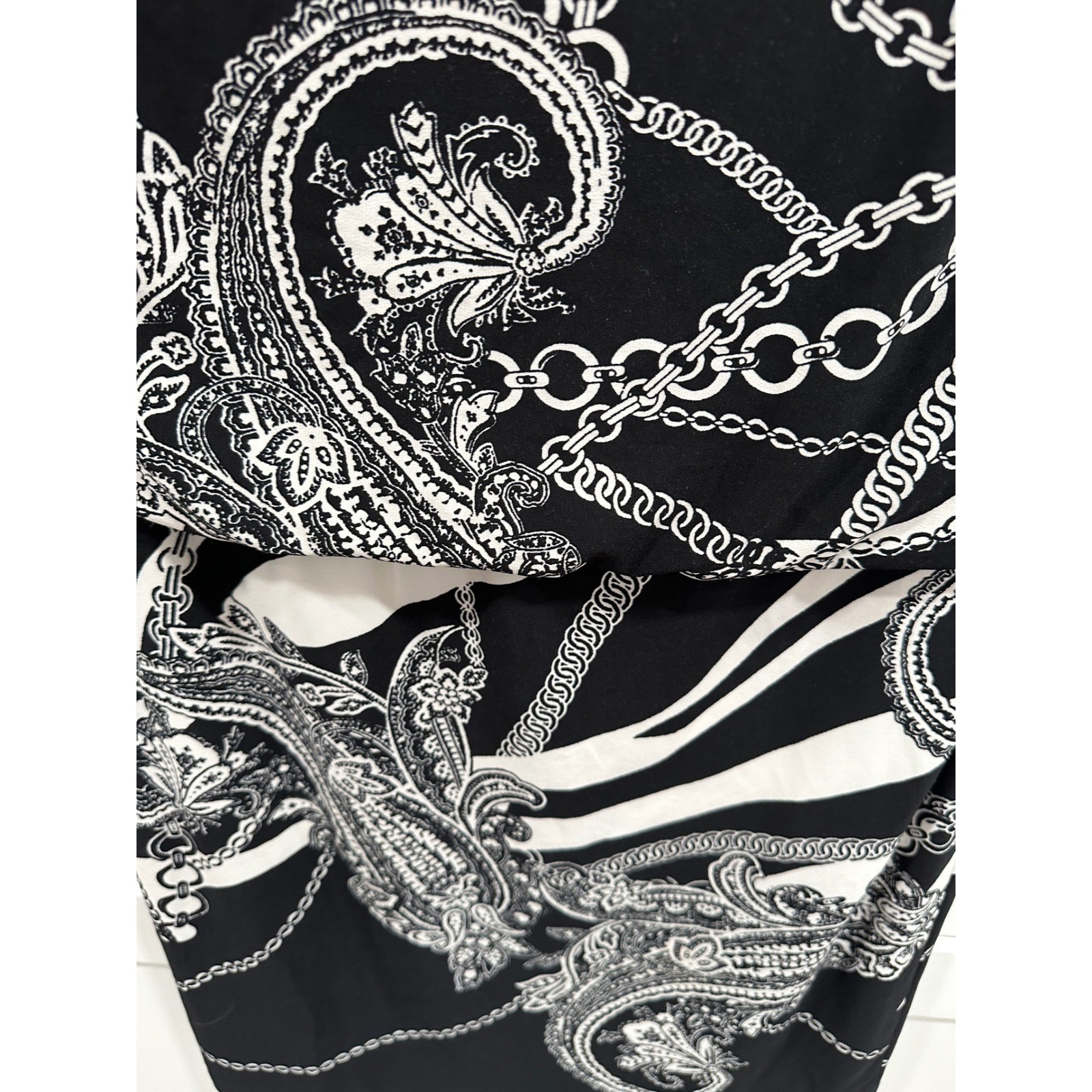 White House Black Market Chain Print Sheath Dress Black White XS