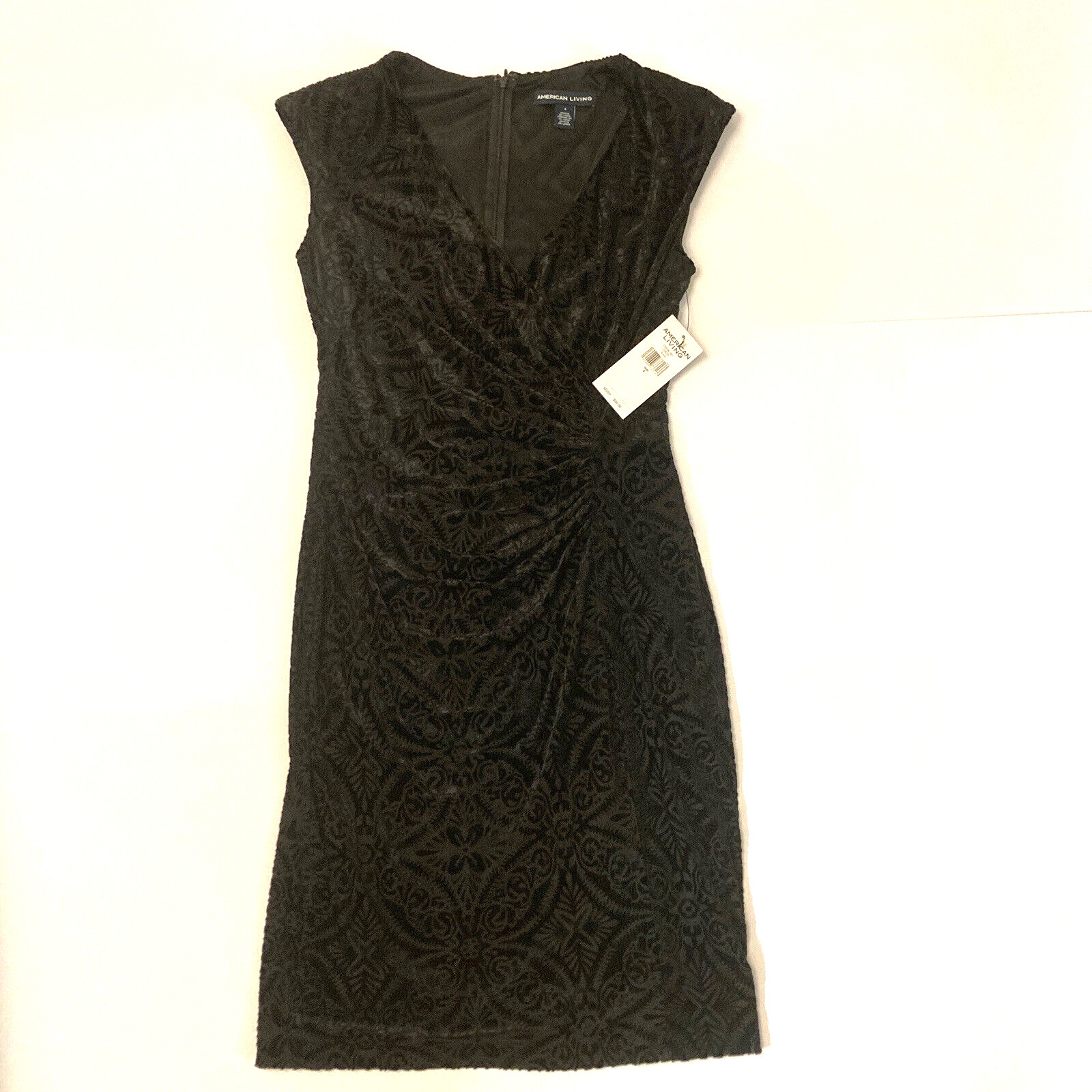 American Living Women’s Velvet Short Sleeve Knee Length Dress Black Size 8 NEW