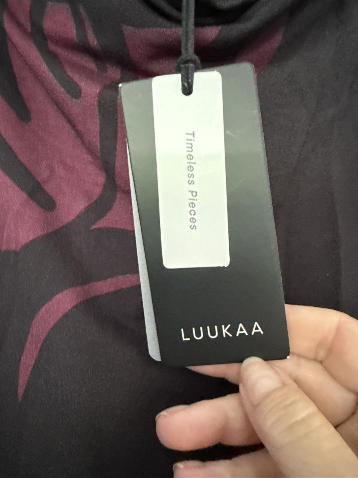 Luukaa New With Tags Black burgundy Dress Tunic Sz 8 Knee Length
