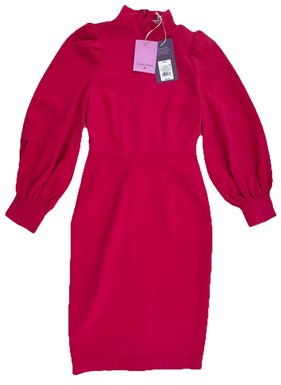 Sergio Hudson XXS for Target Pink Balloon Sleeve Midi Dress New NWT