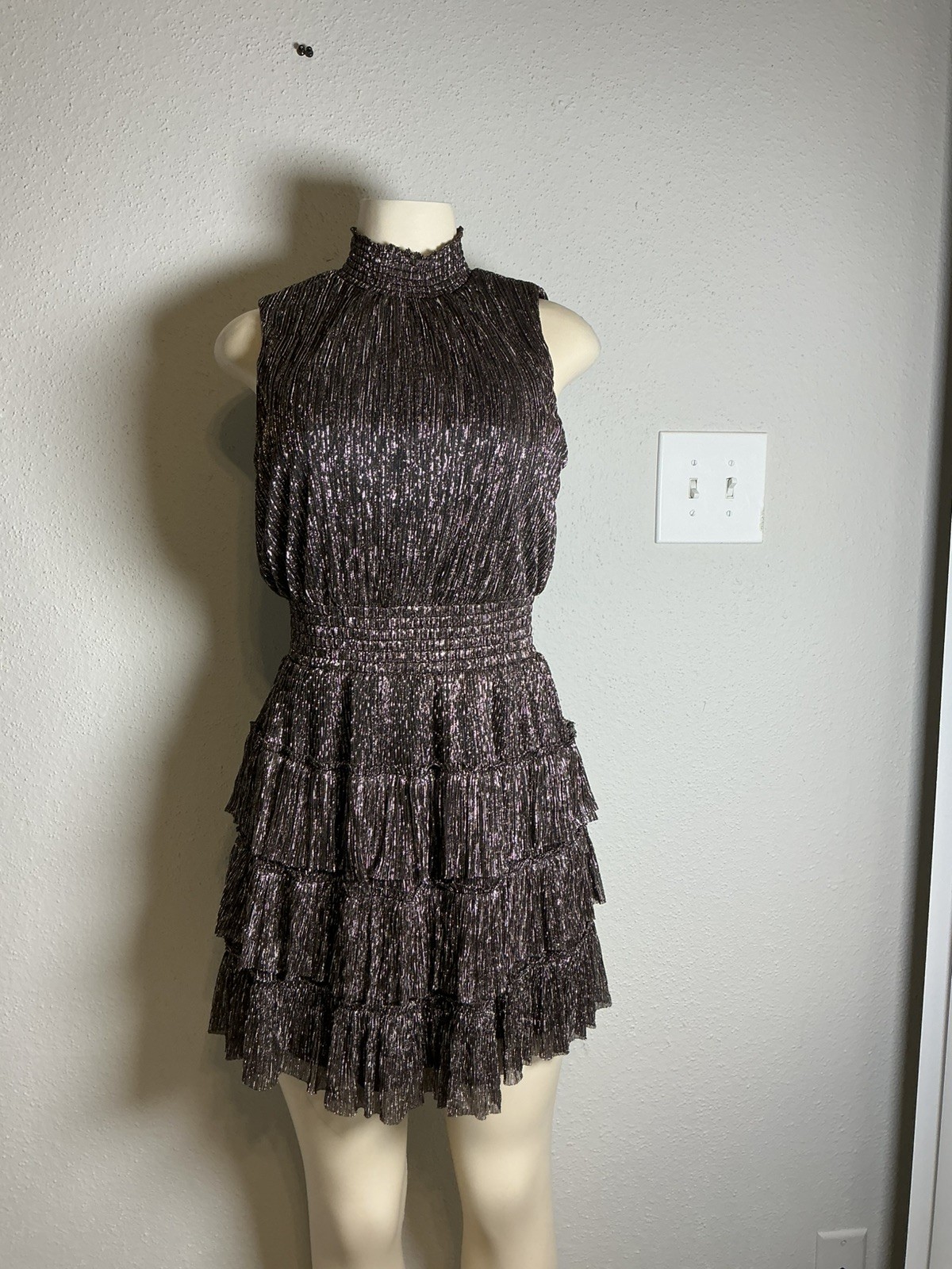 1 State Dress Metallic Shimmer Dress Sz S