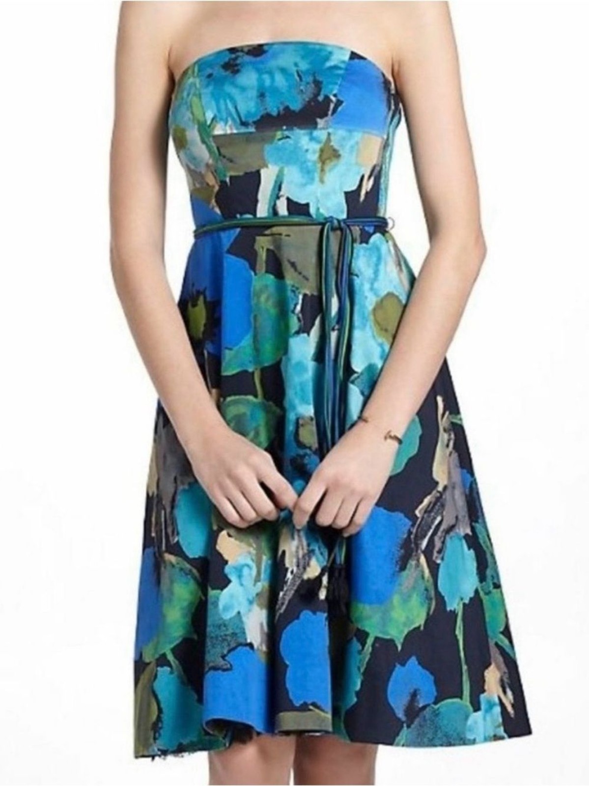 Anthropologie Vanessa Virginia Shadeflower Strapless Floral Dress Size M 8-10