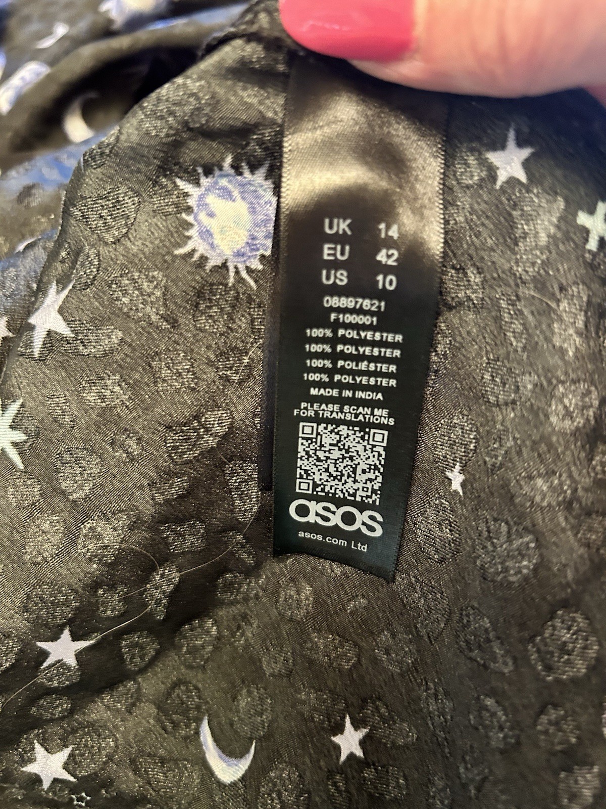 ASOS Celestial Print Long Sleeve Wrap Dress 10 US Sun Moon Stars NWT