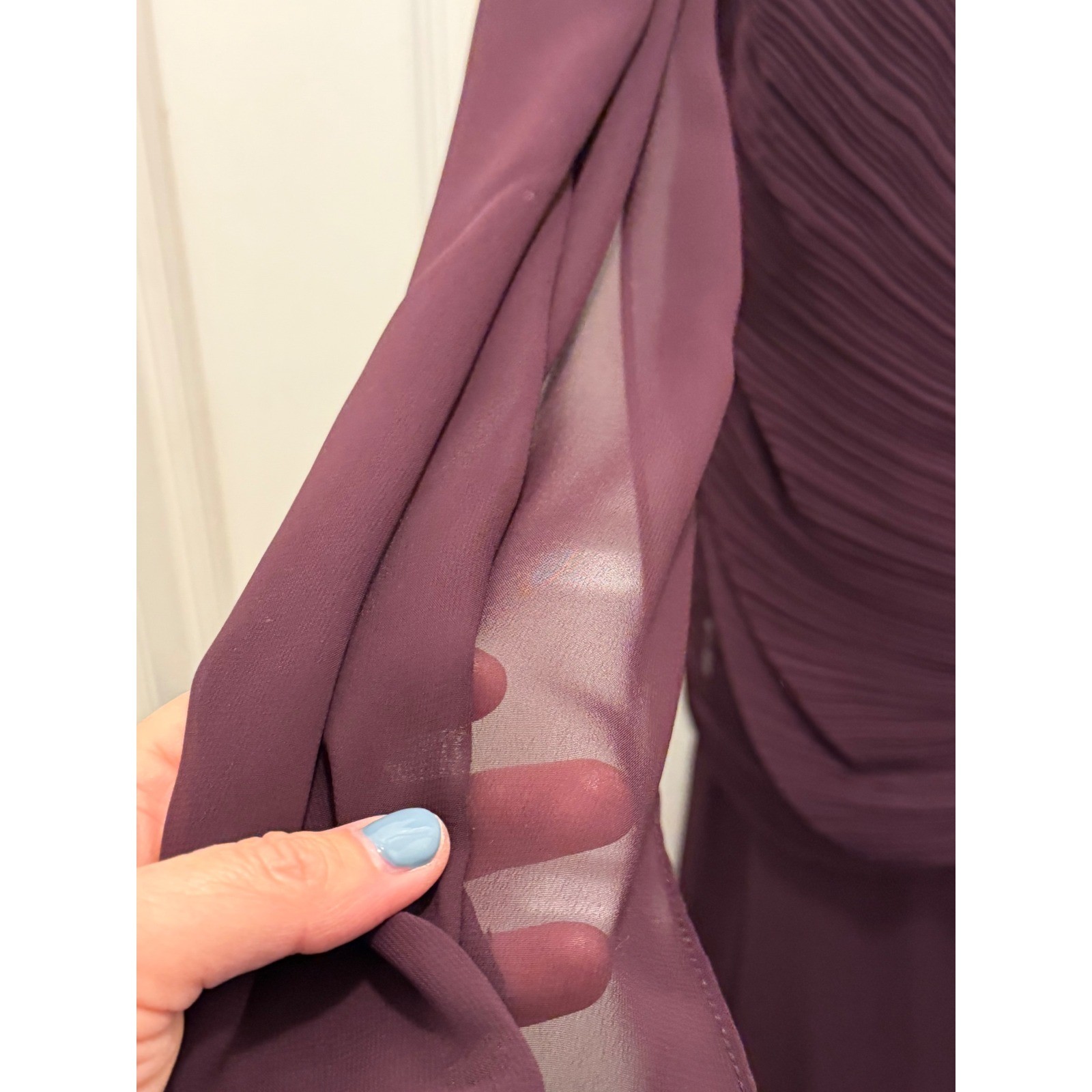 NWT Davids Bridal Eggplant Purple Chiffon Pleated Gown Mother of Bride Womens 18