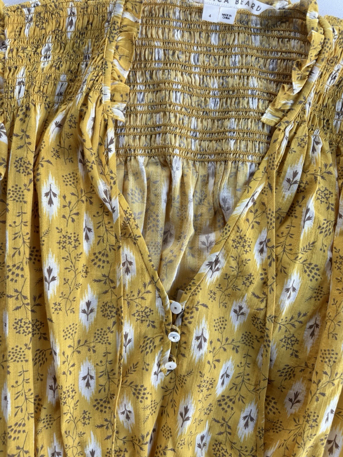 Veronica Beard Rayna Botanical Ikat Mini Dress Open Back Size 4