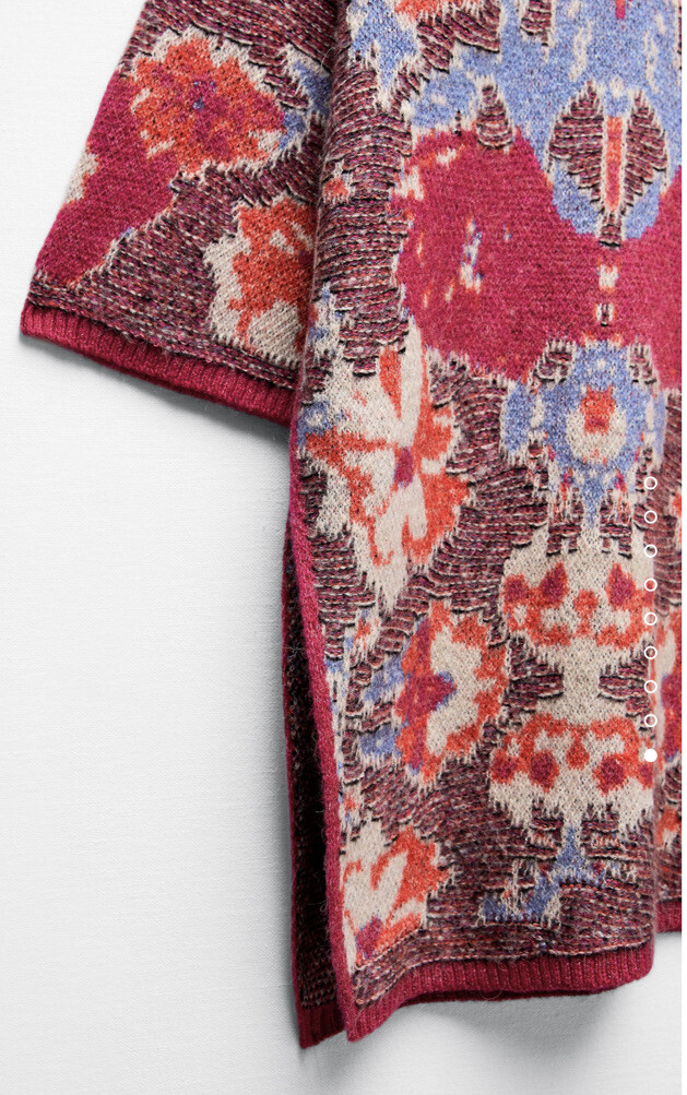 ZARA Floral JACQUARD KNIT Tunic Sweater Jumper Baggy & Straight Leg Pants Set S