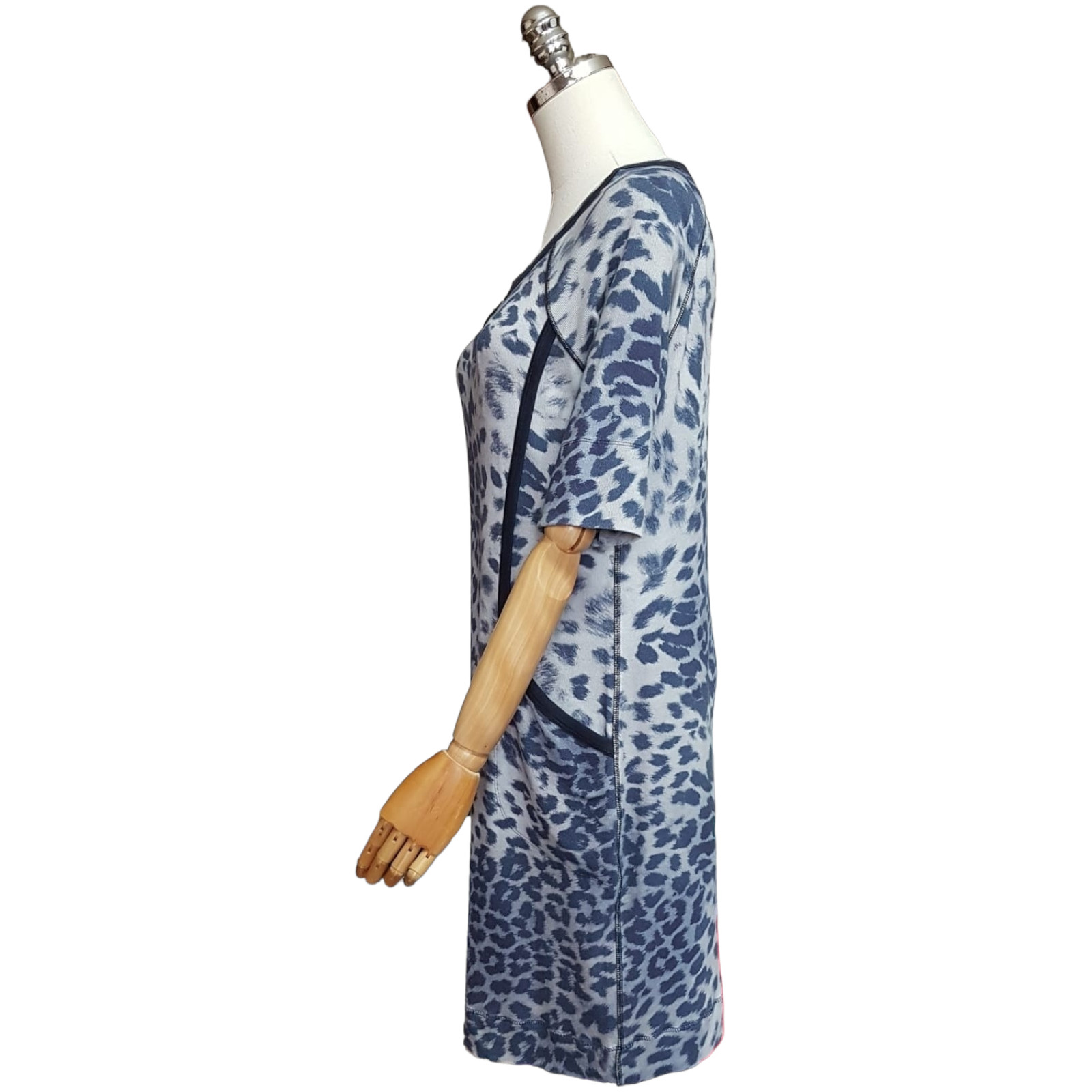 MARC CAIN Sports Leopard Animal Print Elegant Casual Cotton Stretch Dress Sz 6