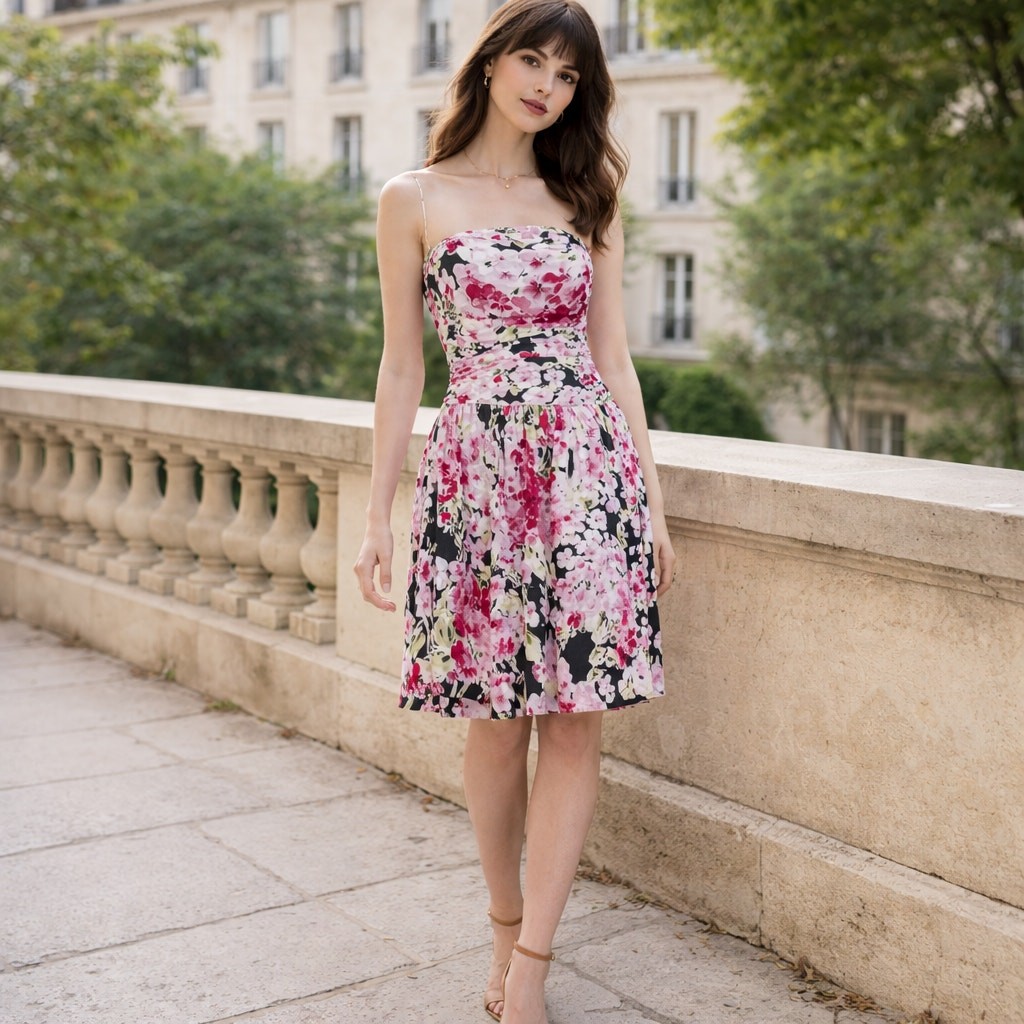 Agnes b. Paris Women’s Strapeless Floral Print Dress fits size S/M