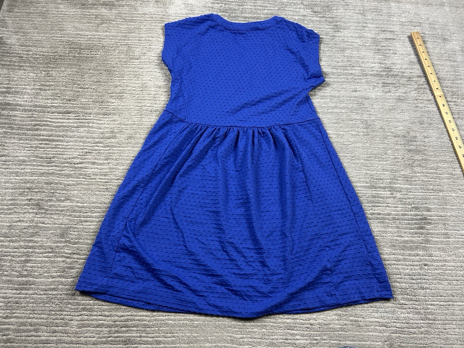Loft Dress Womens XSP Blue V-Neck Mini Cotton Blend Textured Casual