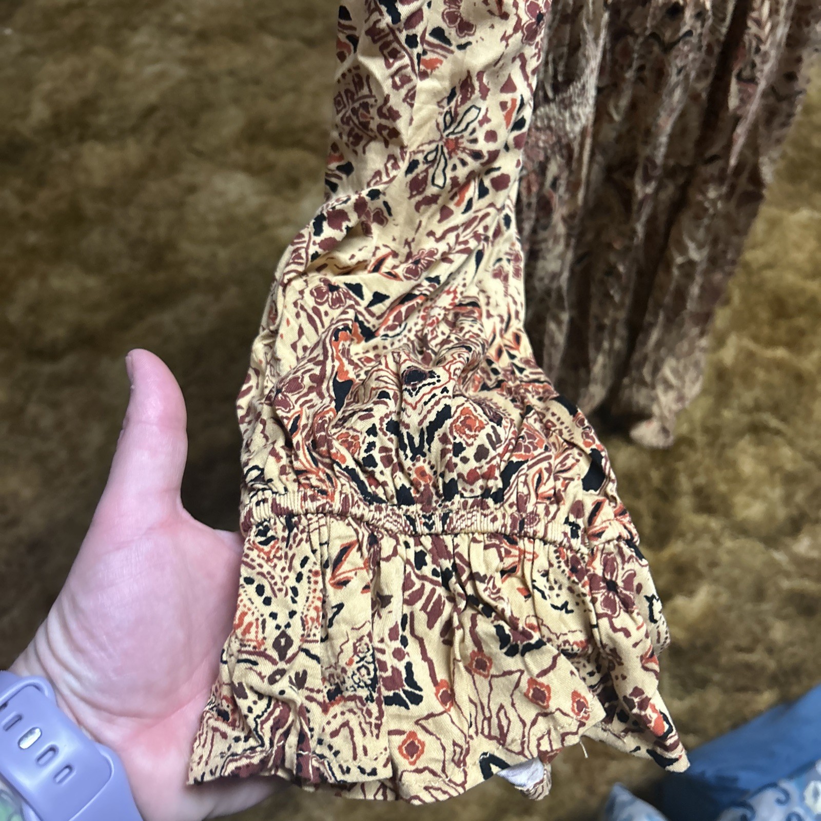 Torrid Beige Brown Paisley Wrap Dress Long Sleeve V-Neck Smocked Knee 2