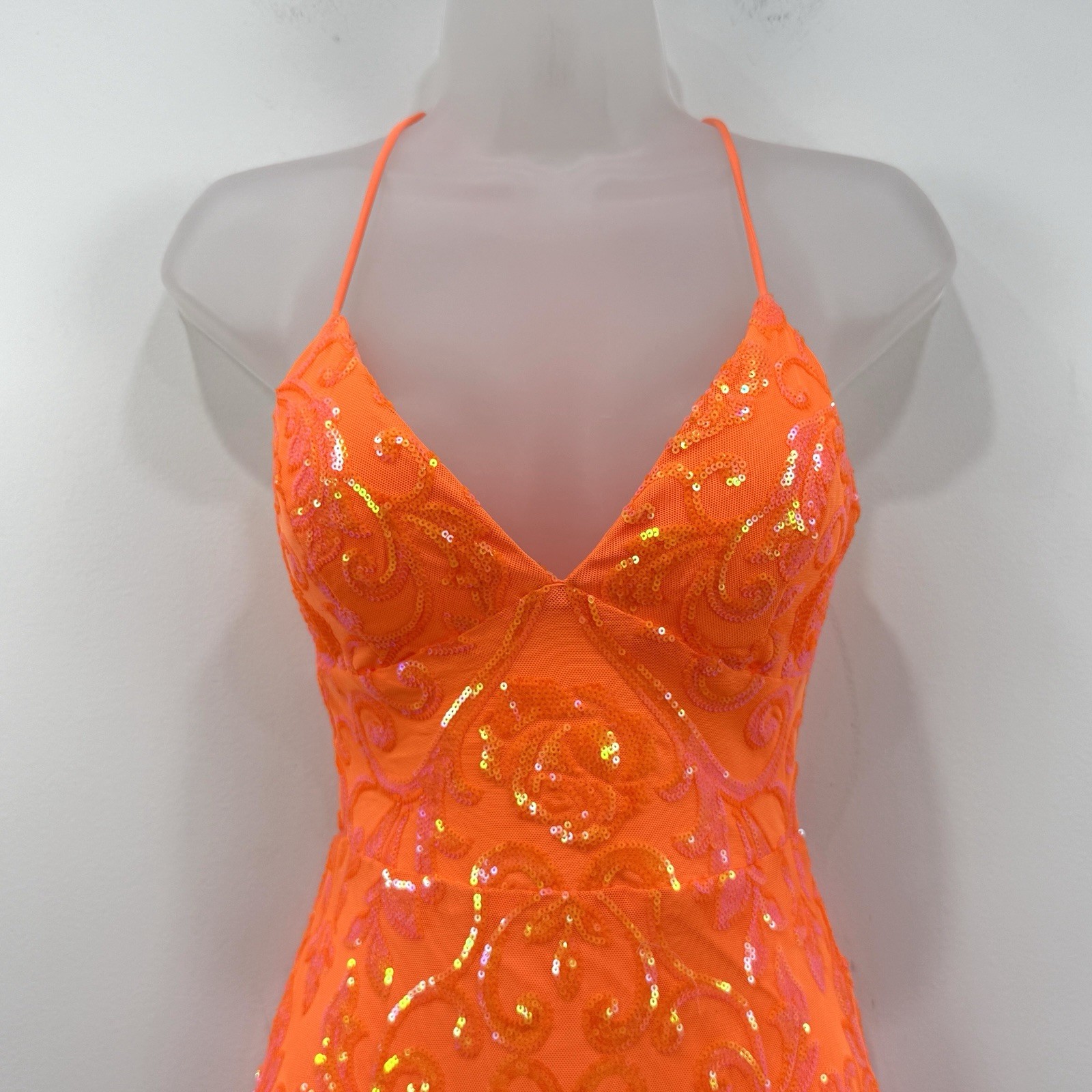 Windsor Serving Sparkle Sequin Lace Up Dress S Babydoll Fairy Mermaid HOCO