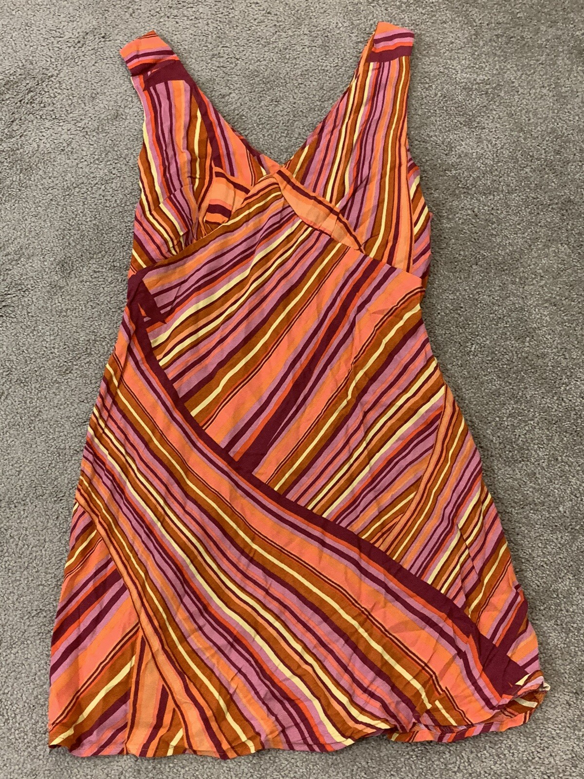 Wild Fable Woven Slip Dress Women’s Size L Pink Orange Yellow Fun Stripe NWT
