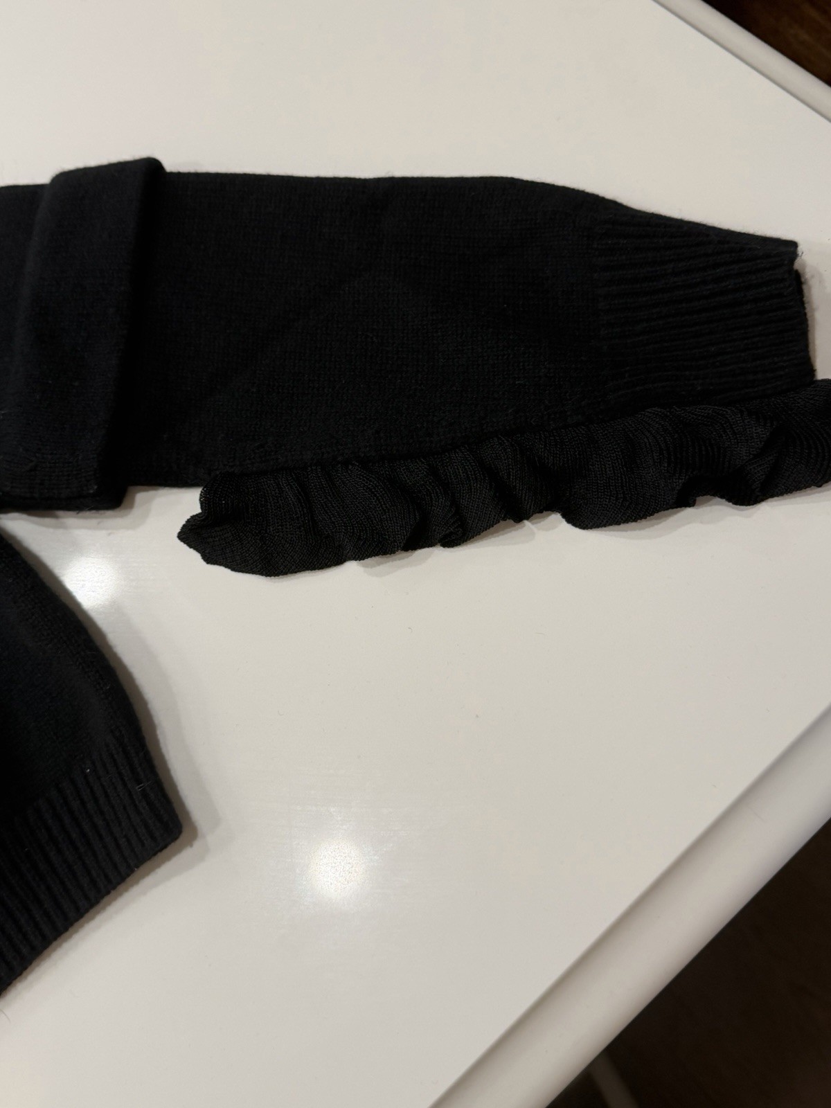 HELMUT LANG WOOL BLEND BACK Small Sweater Reglan With Ruffles On Sleeve