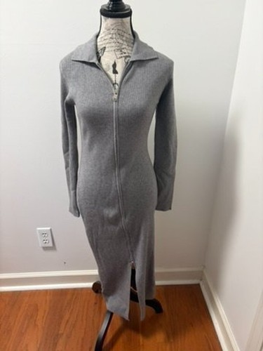 Lark + Grey Ribbed Knit Maxi Dress Women’s M Gray Viscose Blend RN143003 RD3734M