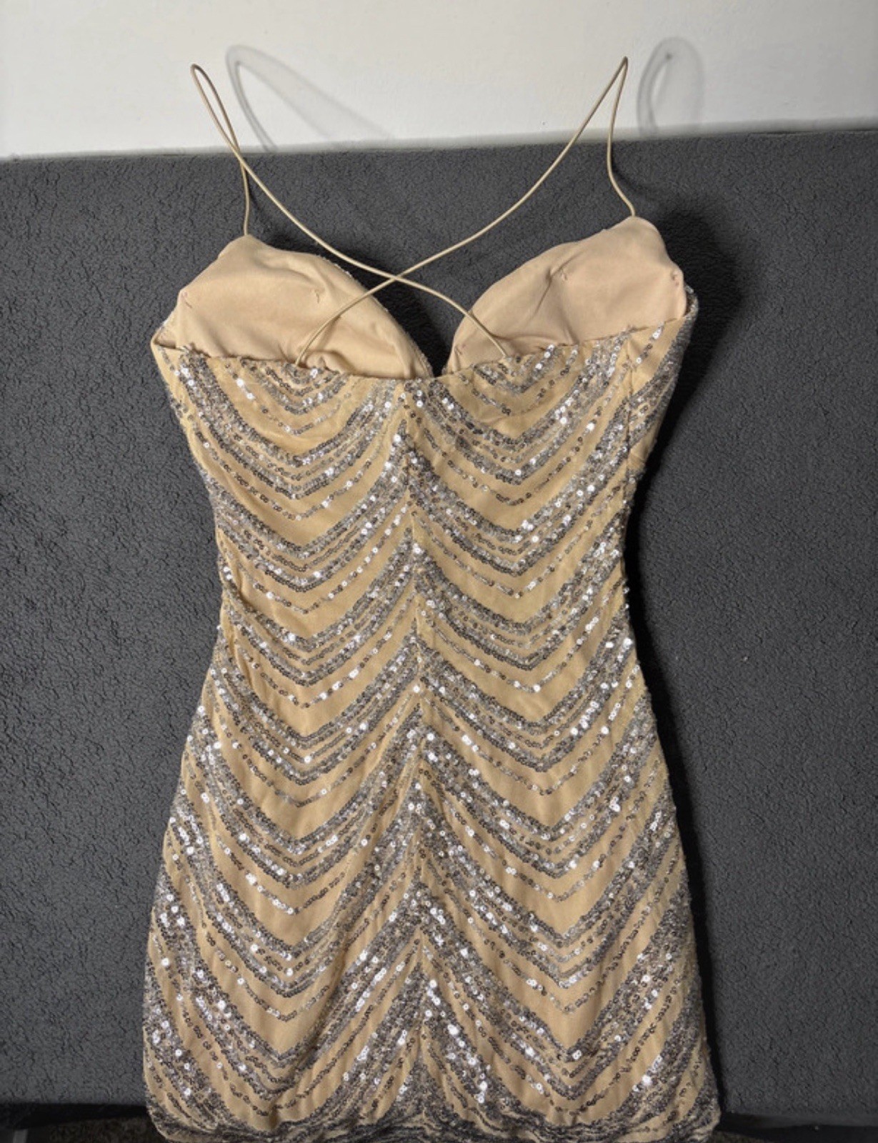 Windsor Jackie Sequin Spaghetti Strap V-Neck Mini Dress Size XS
