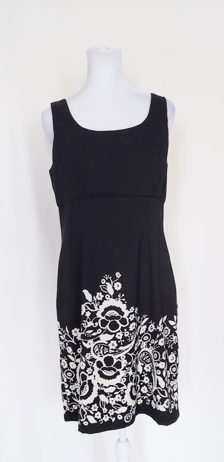 Ronni Nicole A Line Sleeveless Sheath Dress Black White Floral Womens Size 6