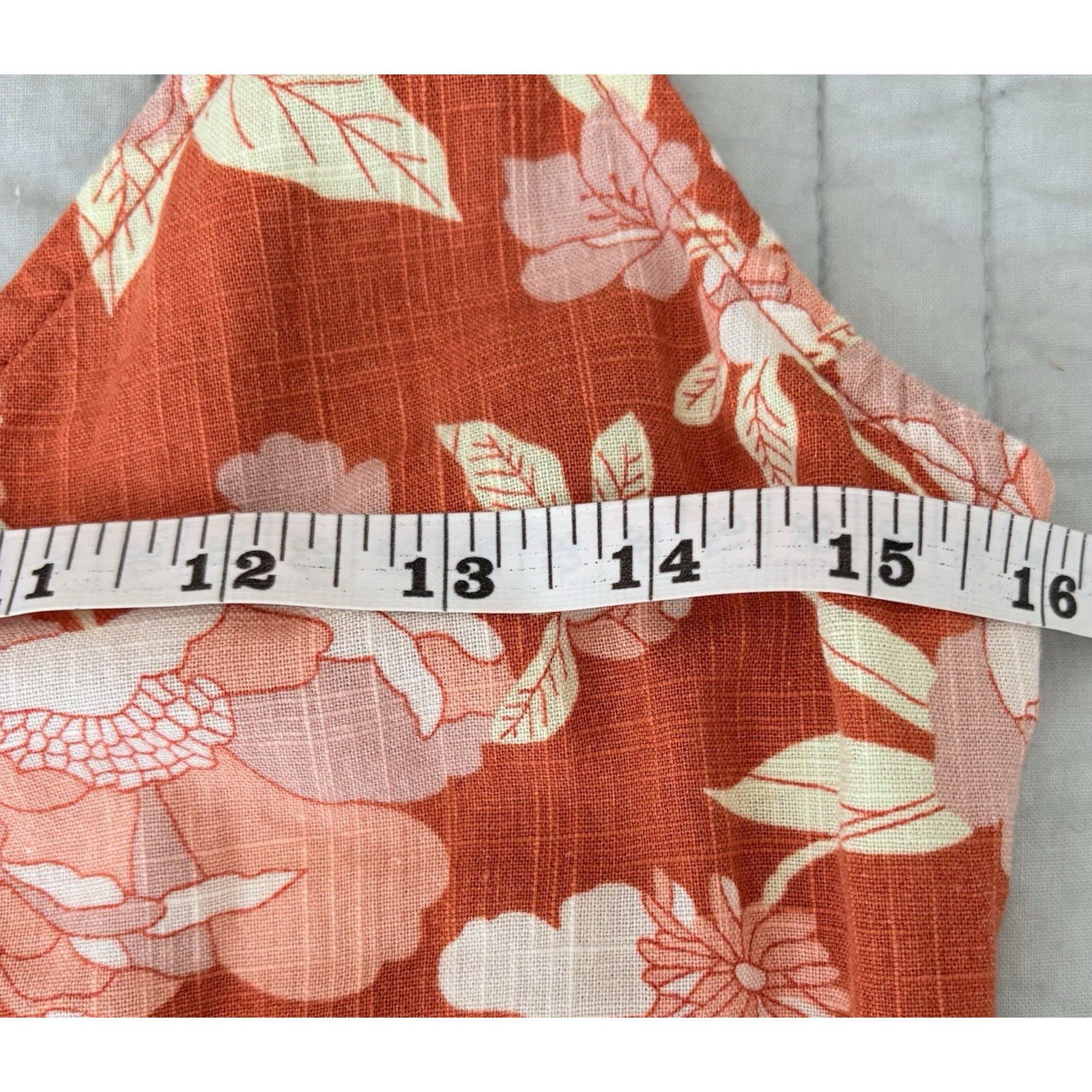 THE NORMAL BRAND Sonoran Slub Surplice Tank Mini Dress Orange Floral Resort S