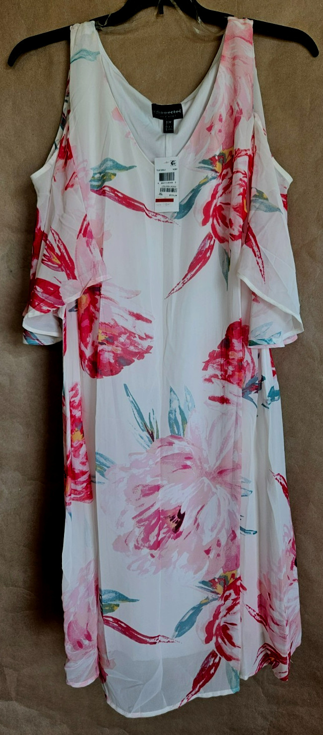 CONNECTED APPAREL NWTS WOMENS DRESS SHEER OVERLAY IVORY,GREEN,PINK SZ 16W # 4905