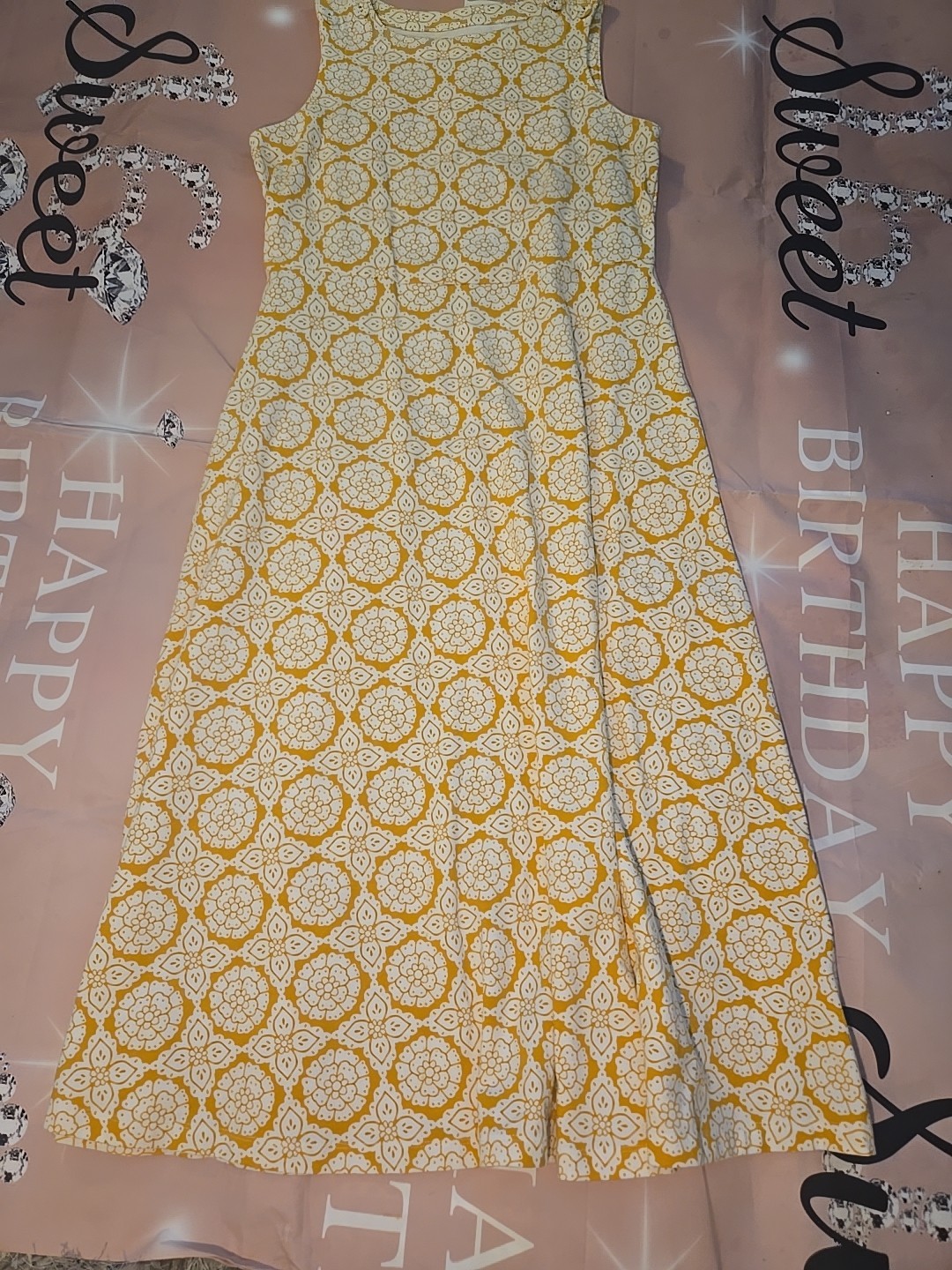 Croft & Barrow Women’s Small Yellow & White Floral Sleeveless A-Line Dress