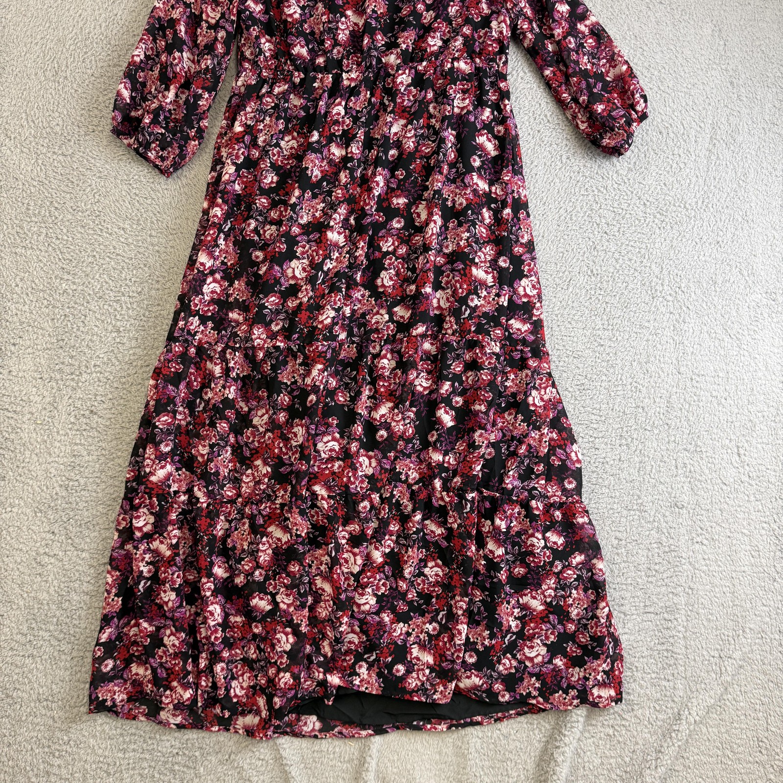 Isabel Maternity By Ingrid & Isabel Dress Womens Large Black Floral Maxi Chiffon