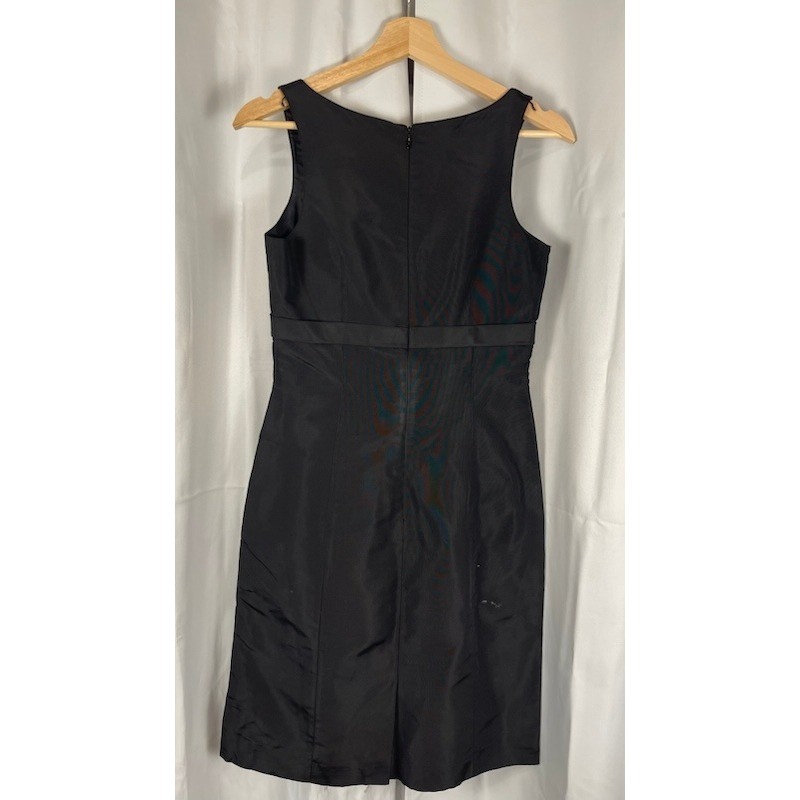 Rickie Freeman Teri Jon Black Sheath Cocktail Dress Rhinestone Buckle Size 2