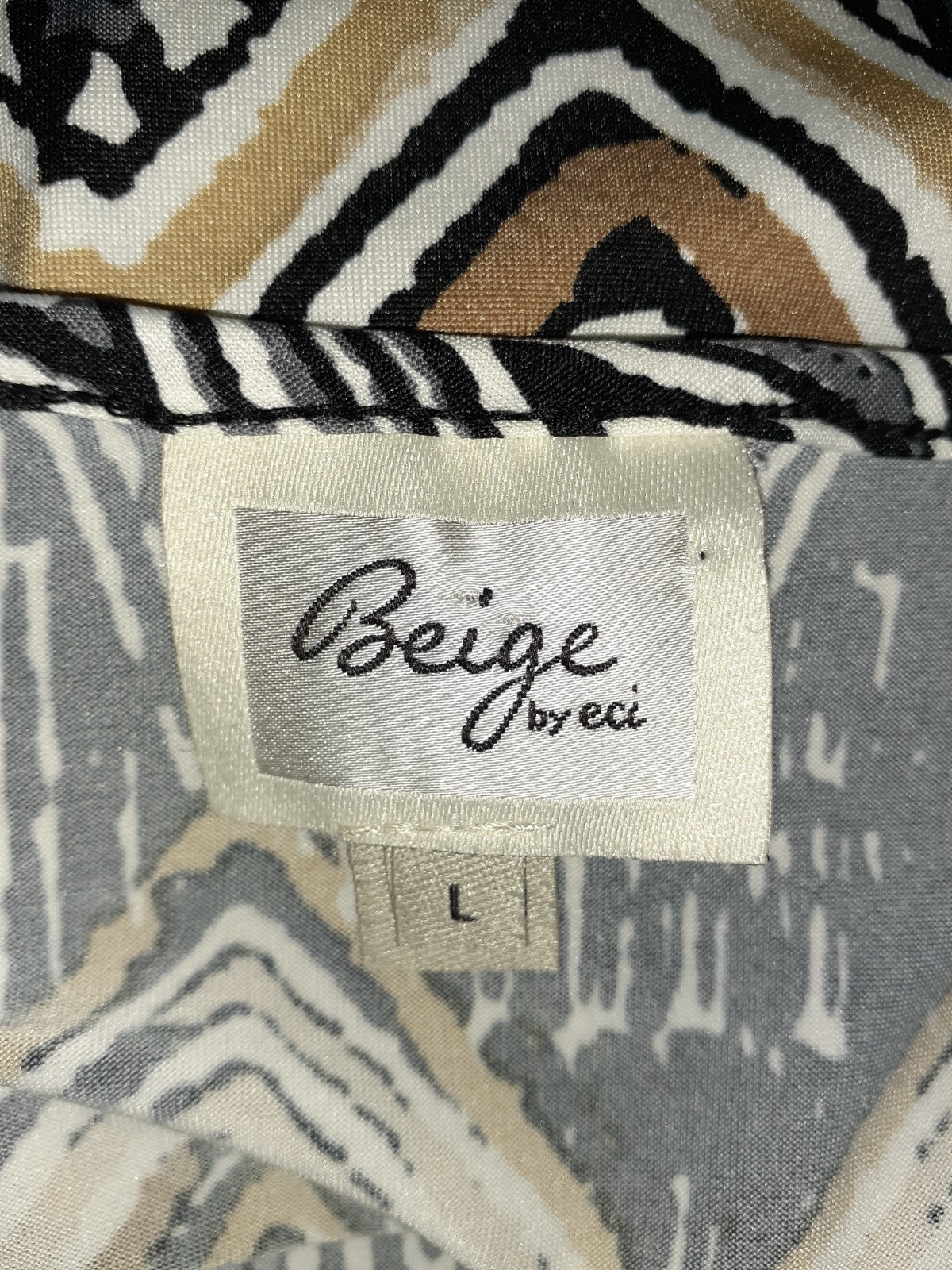 BEIGE BY ECI Size L Maxi Dress Black Brown White Sleeveless Stretch Knit