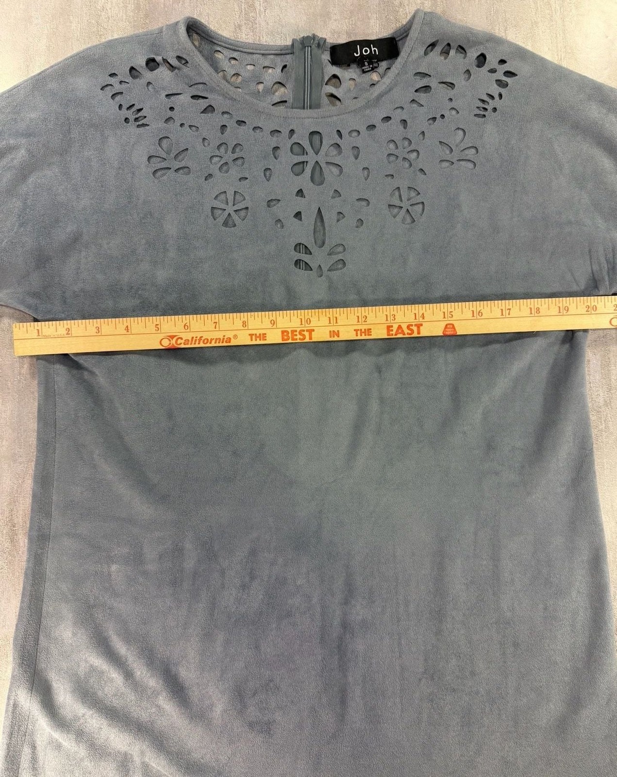 Joh Faux Suede Laser Cut Floral Eyelet Shift Dress