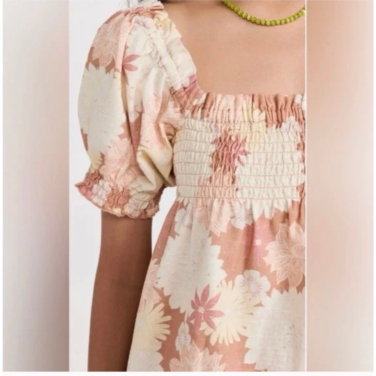 Faherty Ramona Smoked Puff Sleeve Dress