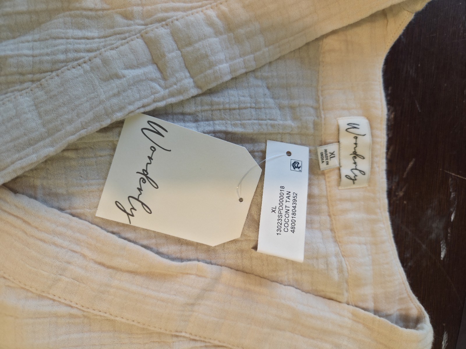 Wonderly Cotton Gauze Dress Coconut Tan. XL. #23034spd000018