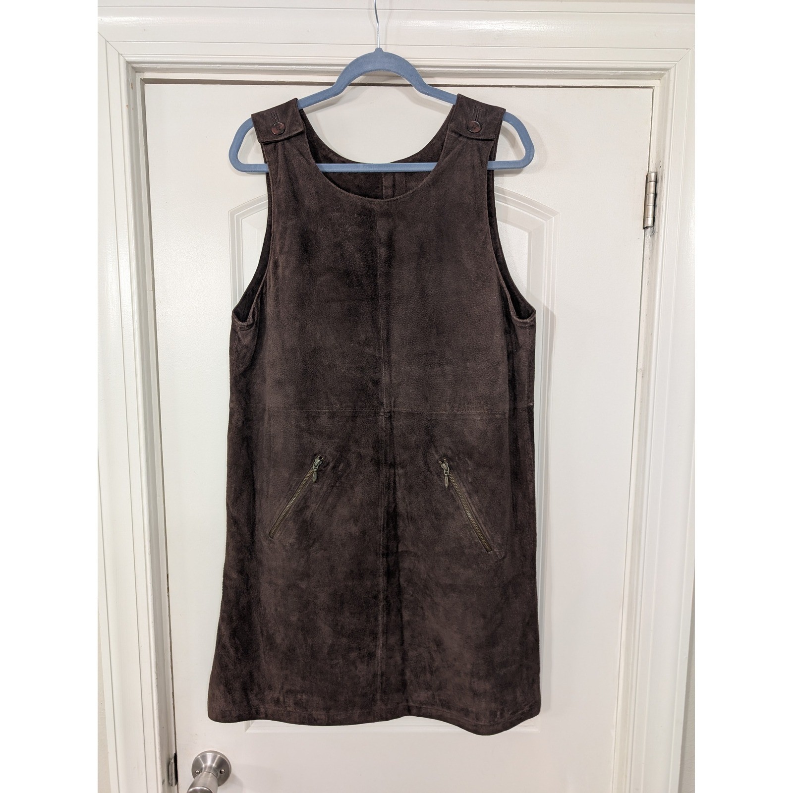 VTG Jenny Buchanan Suede Jumper Dress Brown Women’s medium mini pockets vintage