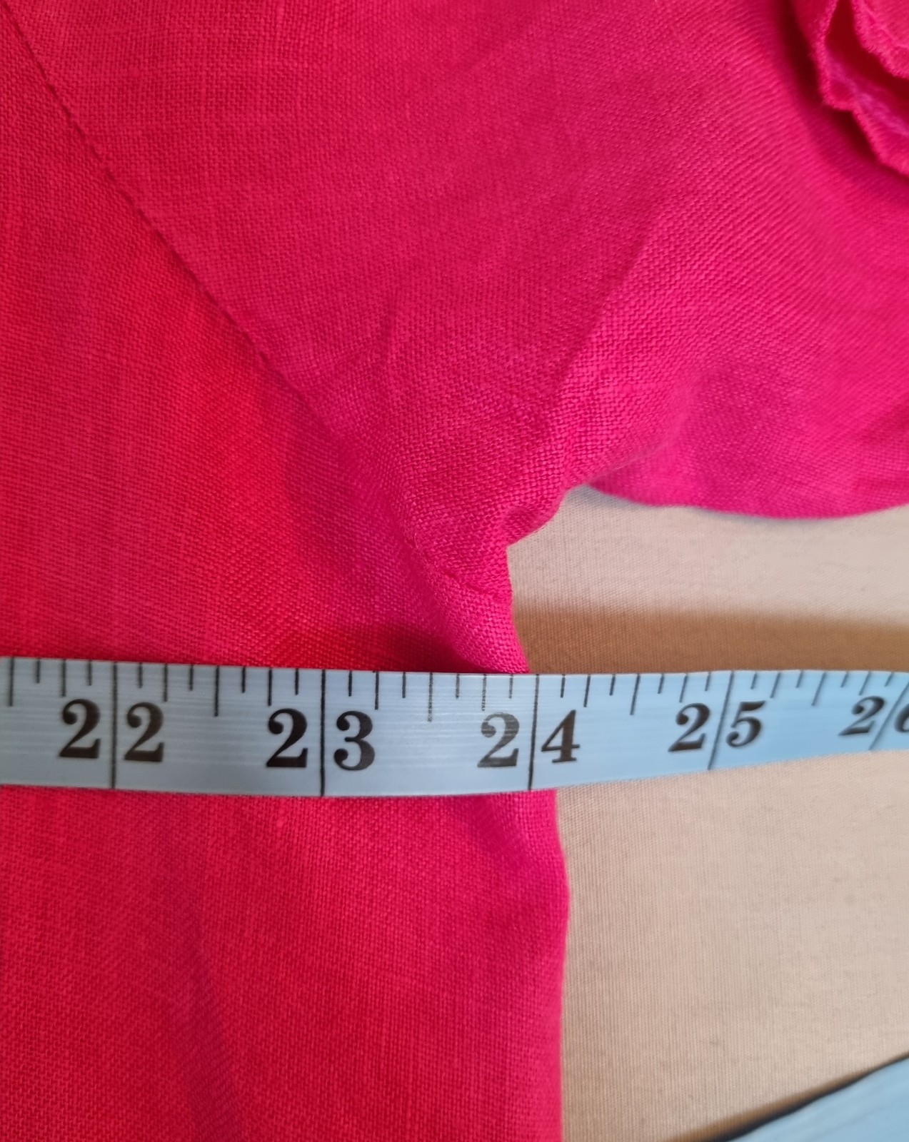 Vera Tucci Linen Dress Size XLPink Pockets Lagenlook Oversized Chest 48”
