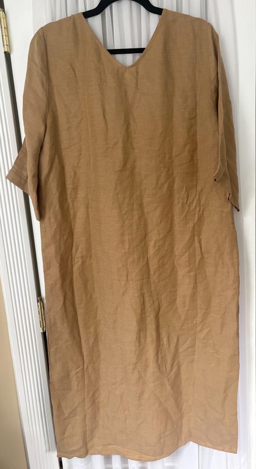 HANRO Urban Casuals Linen Blend Dress Camel Beige Medium (no belt)