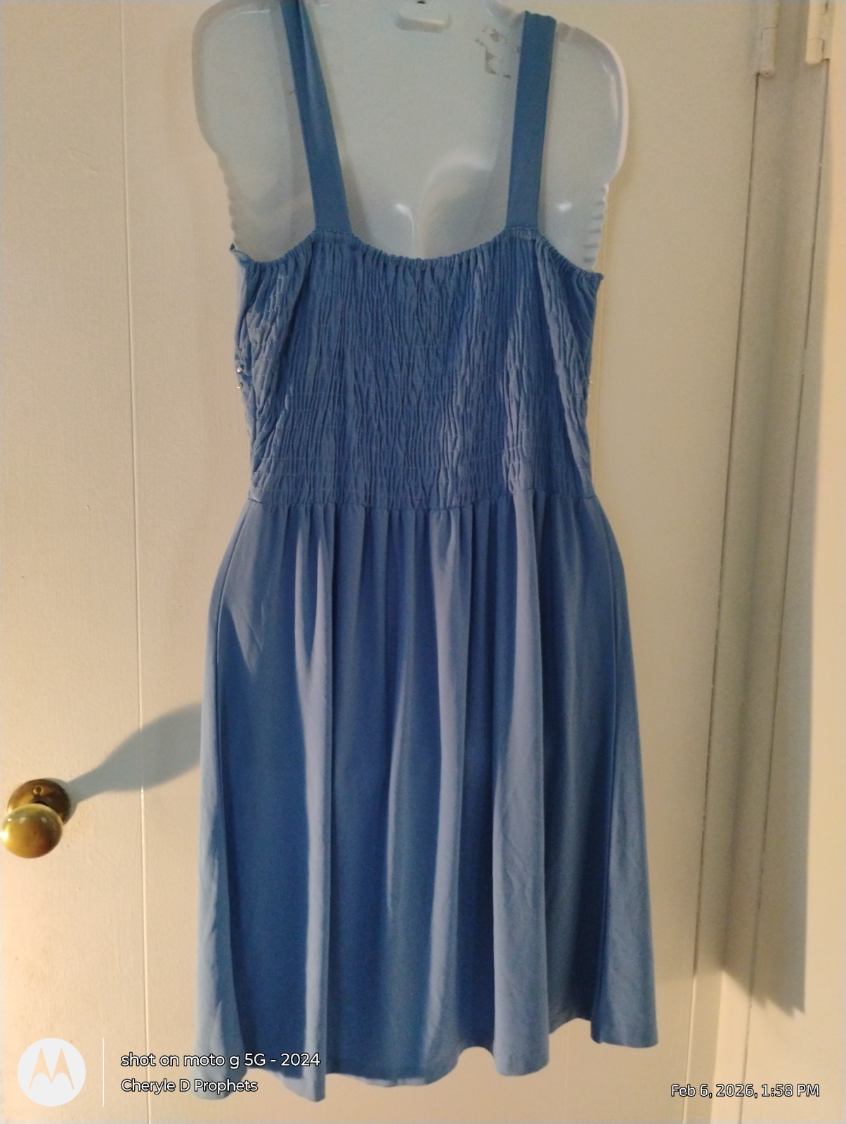 Light Blue Sundress Highlighted with Silver Studs Length 39 Inches Small