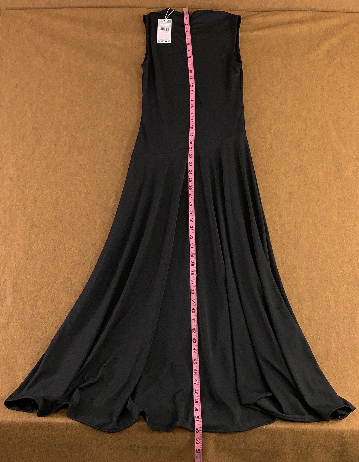 Mango Womens 4 Black Stretch Sleeveless Pleated Zip Back A-Line Maxi Dress NWT