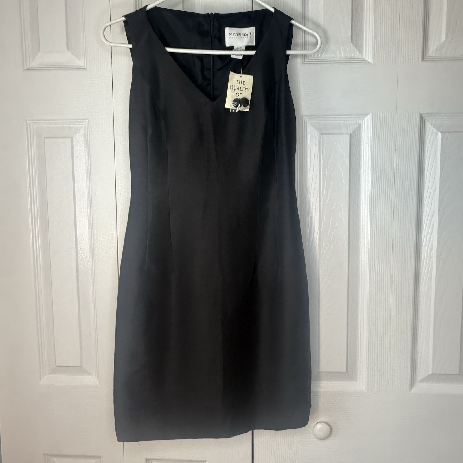 NWT Hugo Buscati Silk Black Sleeveless Sheath Special Occasion Dress – Sz 8